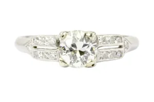 Art Deco C.D. Peacock Platinum Old European Cut Diamond Engagement Ring c.1930's