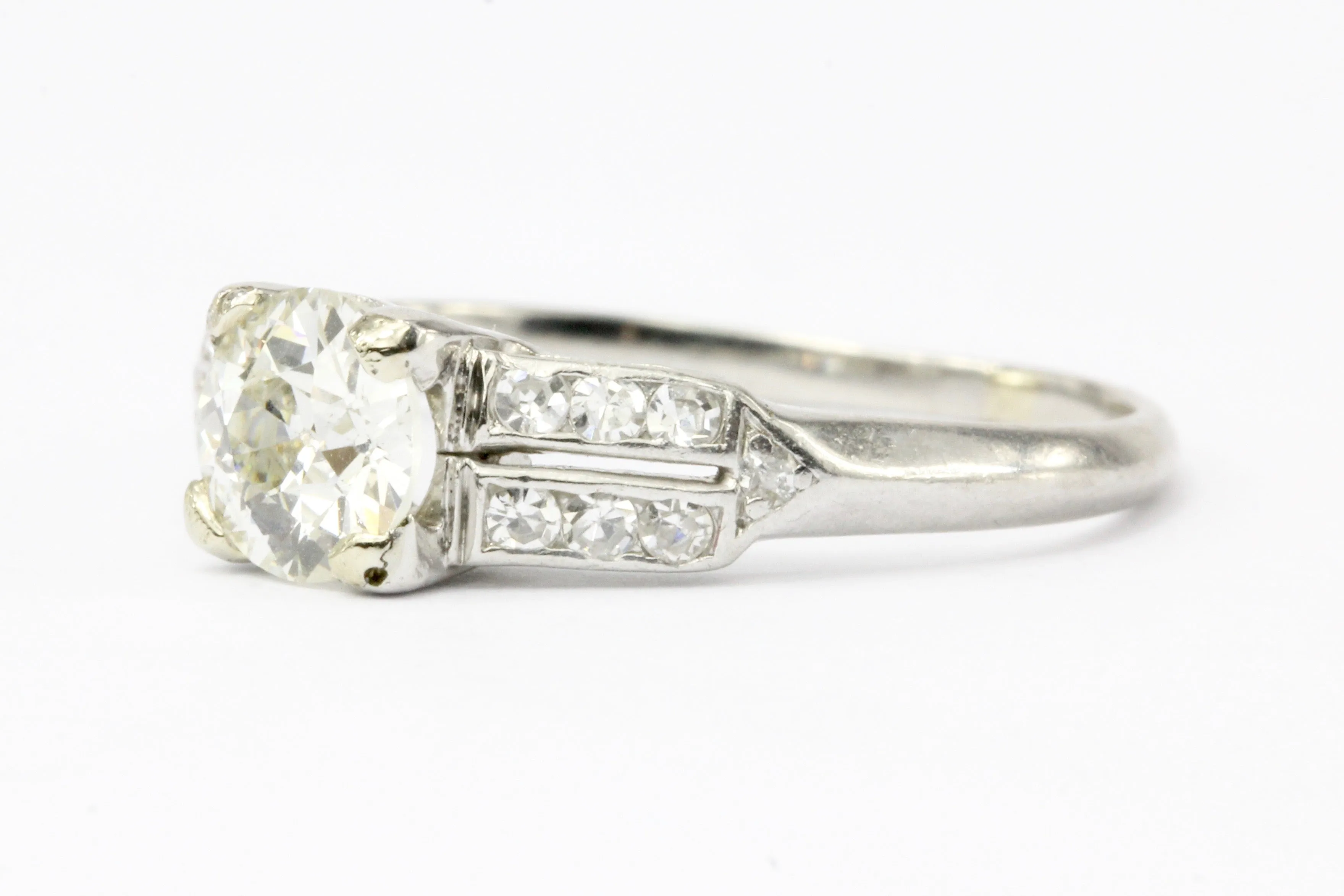 Art Deco C.D. Peacock Platinum Old European Cut Diamond Engagement Ring c.1930's