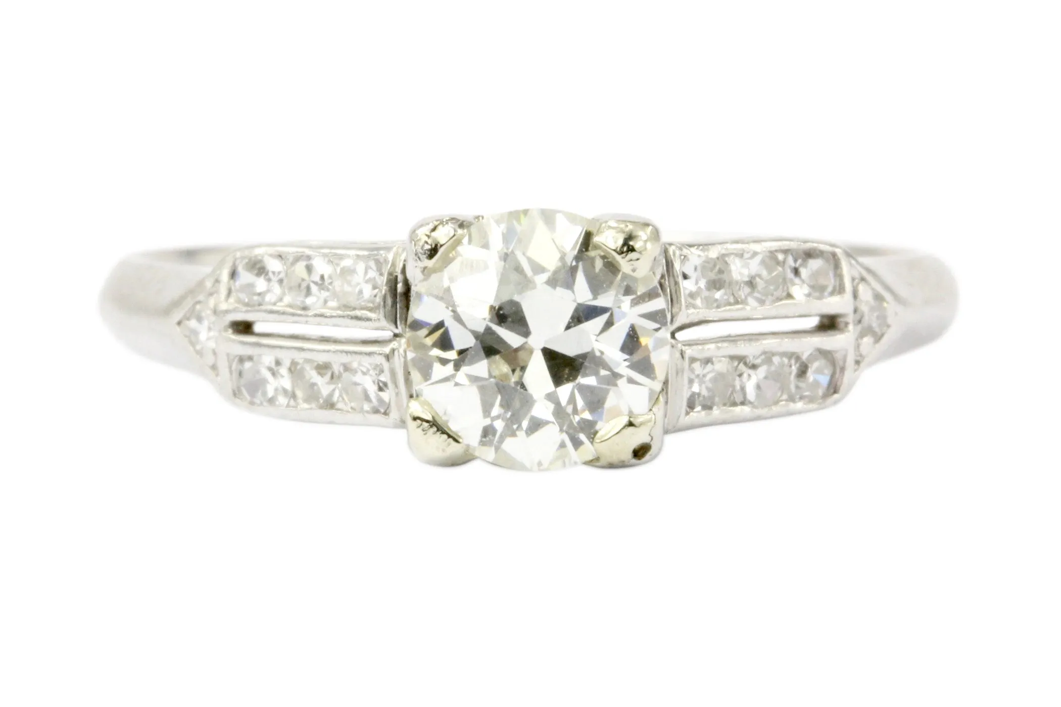 Art Deco C.D. Peacock Platinum Old European Cut Diamond Engagement Ring c.1930's