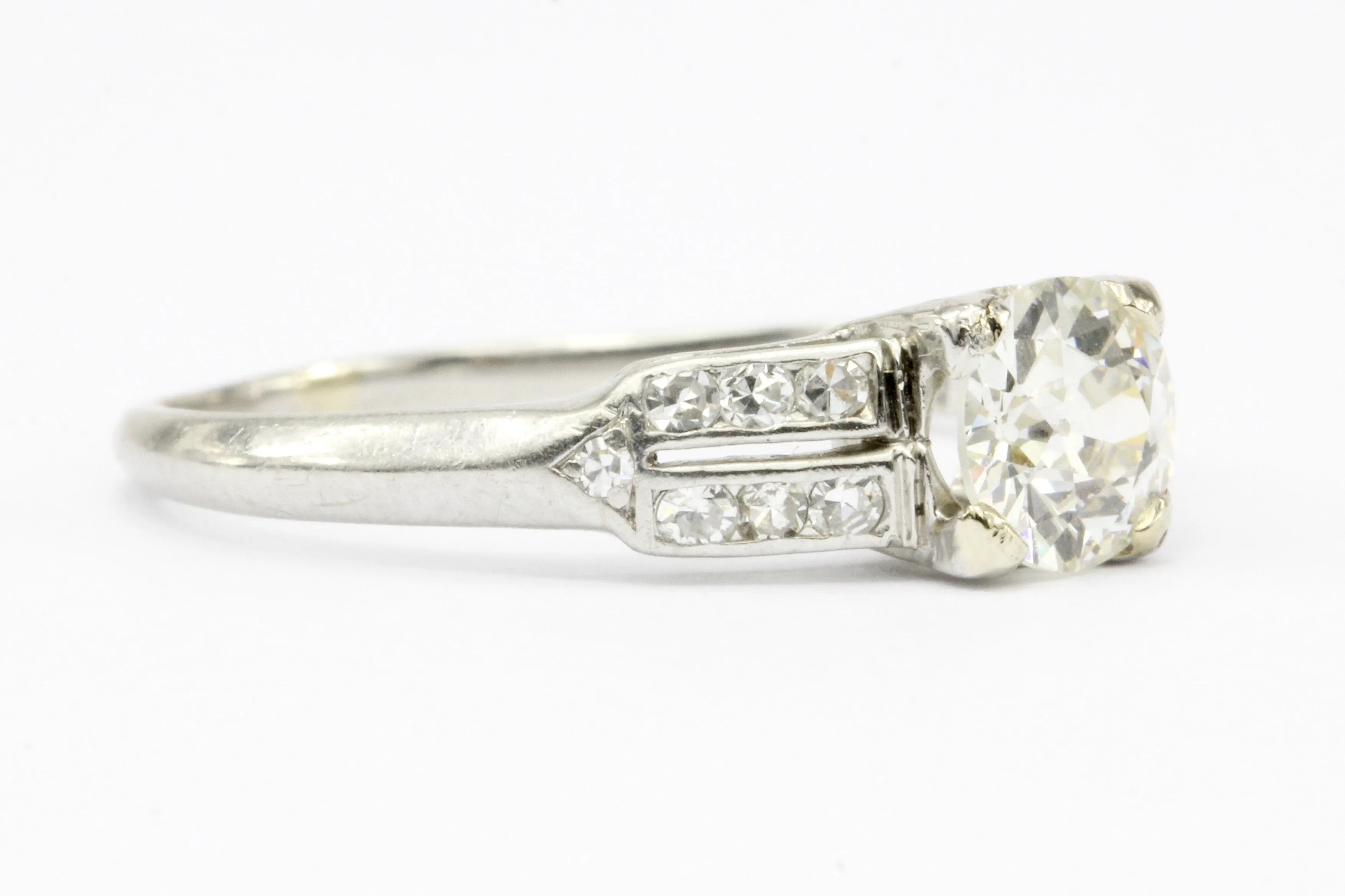 Art Deco C.D. Peacock Platinum Old European Cut Diamond Engagement Ring c.1930's