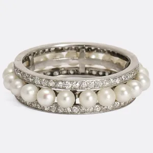 Art Deco Diamond & Pearl Eternity Ring
