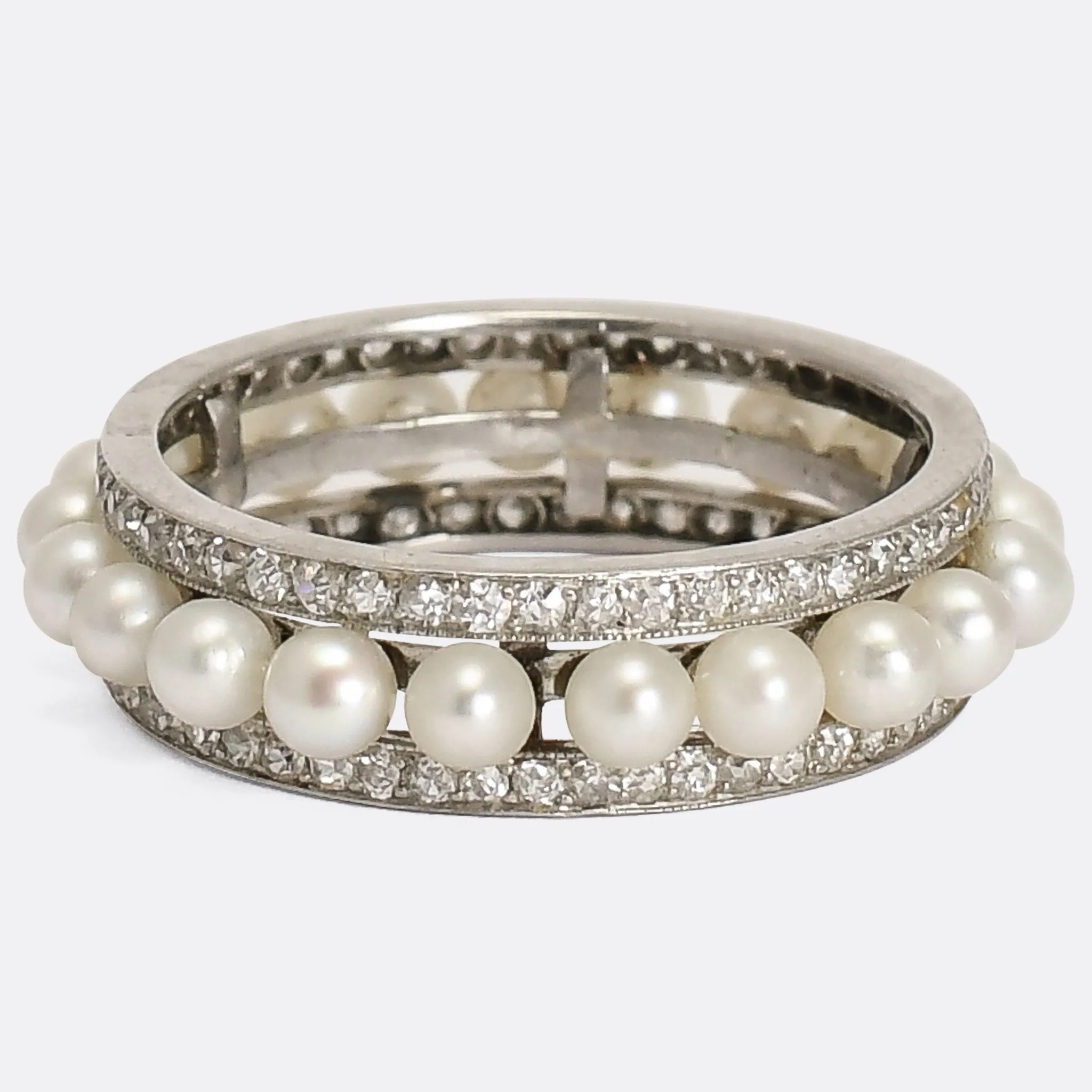 Art Deco Diamond & Pearl Eternity Ring