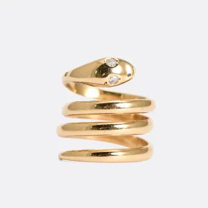 Art Deco Diamond Coiled Snake Ring