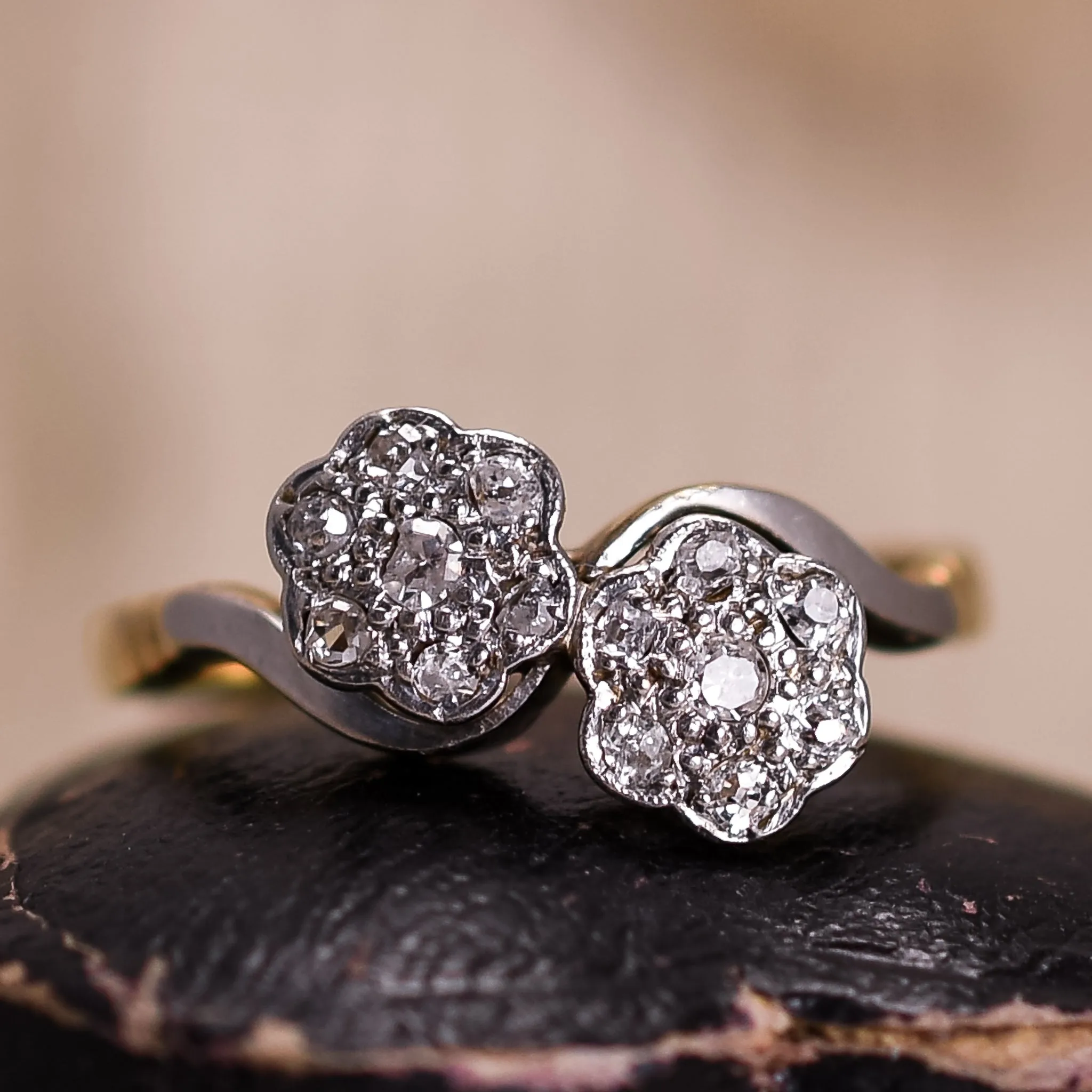 Art Deco Diamond Double Daisy Ring