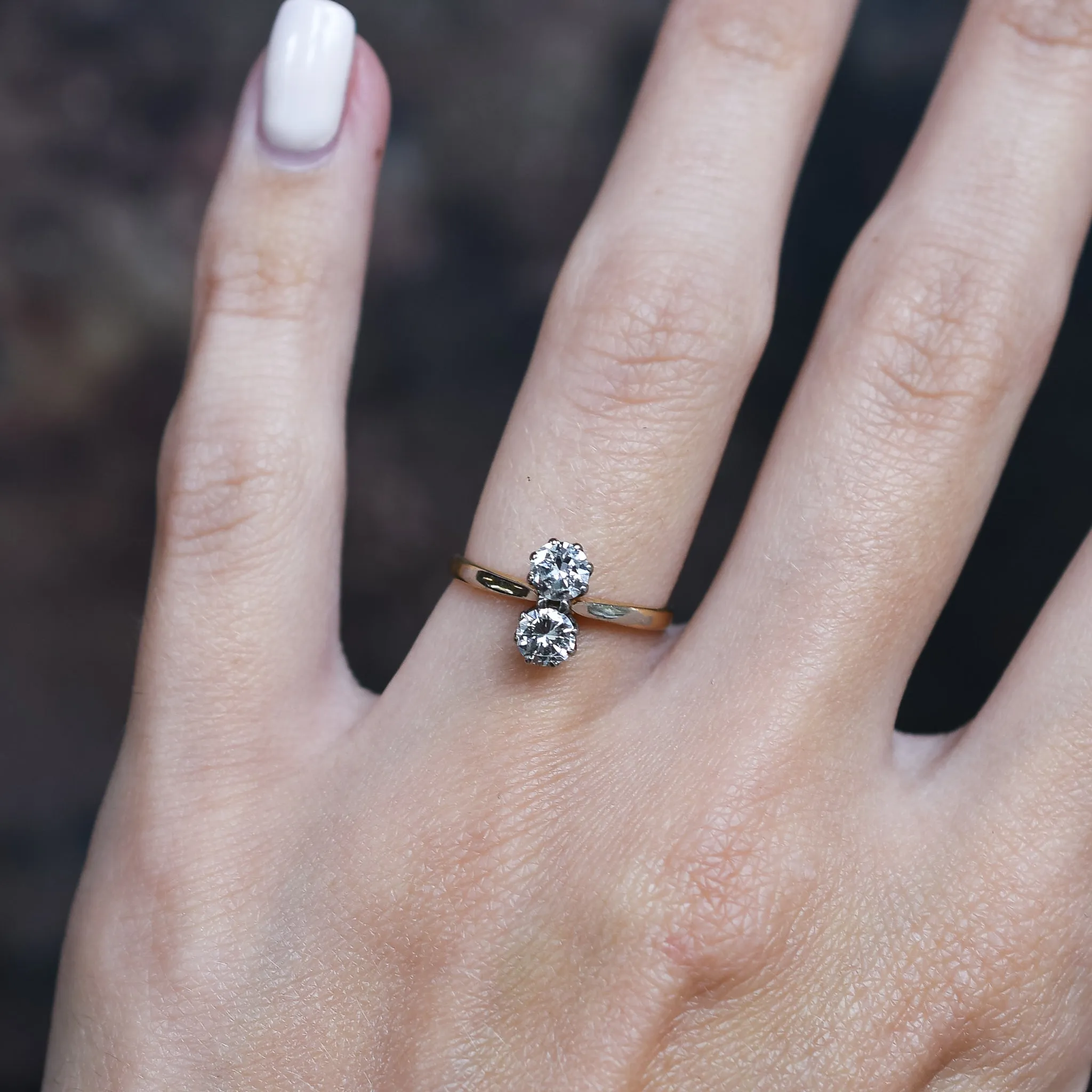 Art Deco Diamond "Toi et Moi" Engagement Ring
