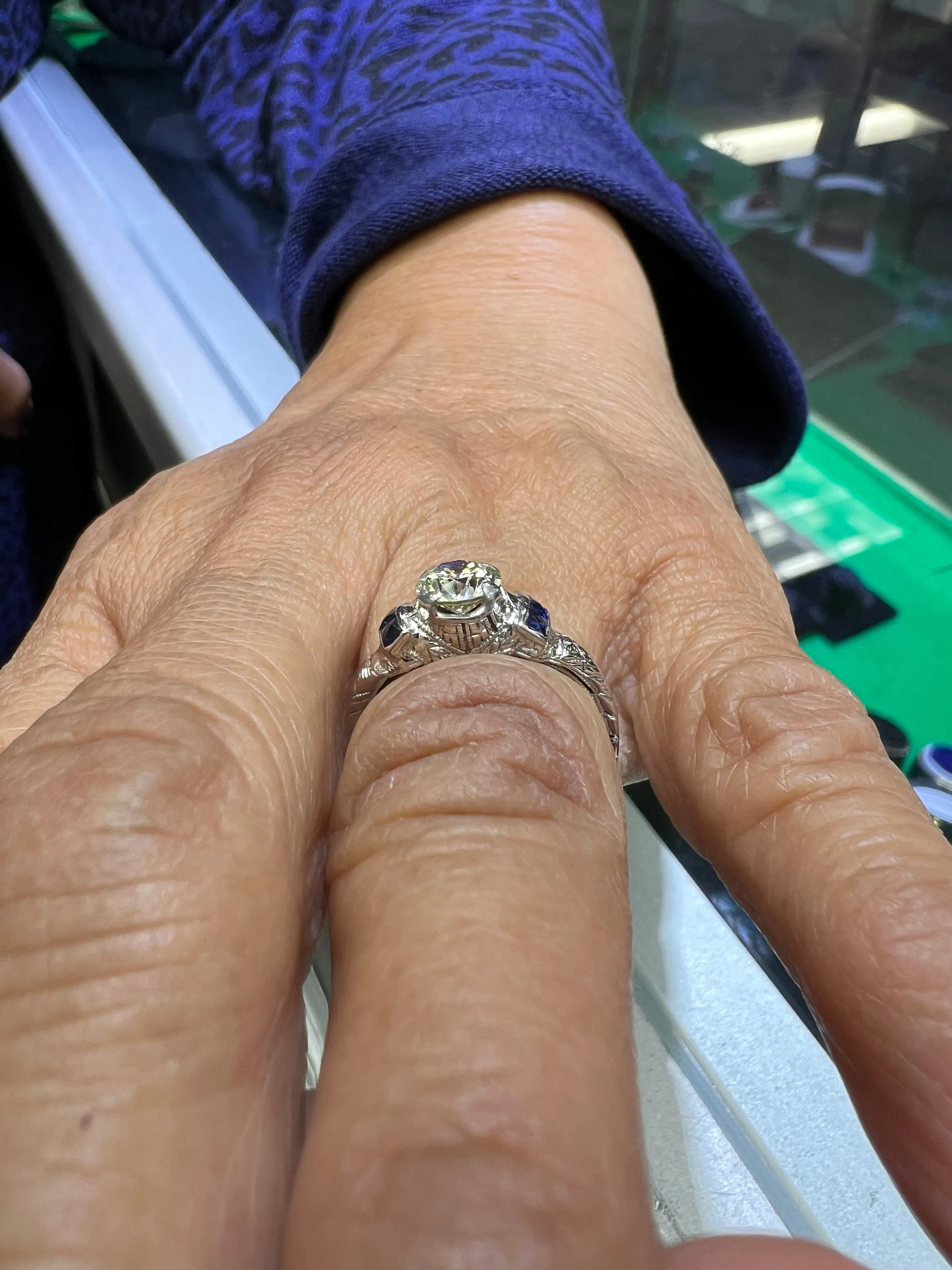 Art Deco Diamond White Gold Engagement Ring Circa 1925