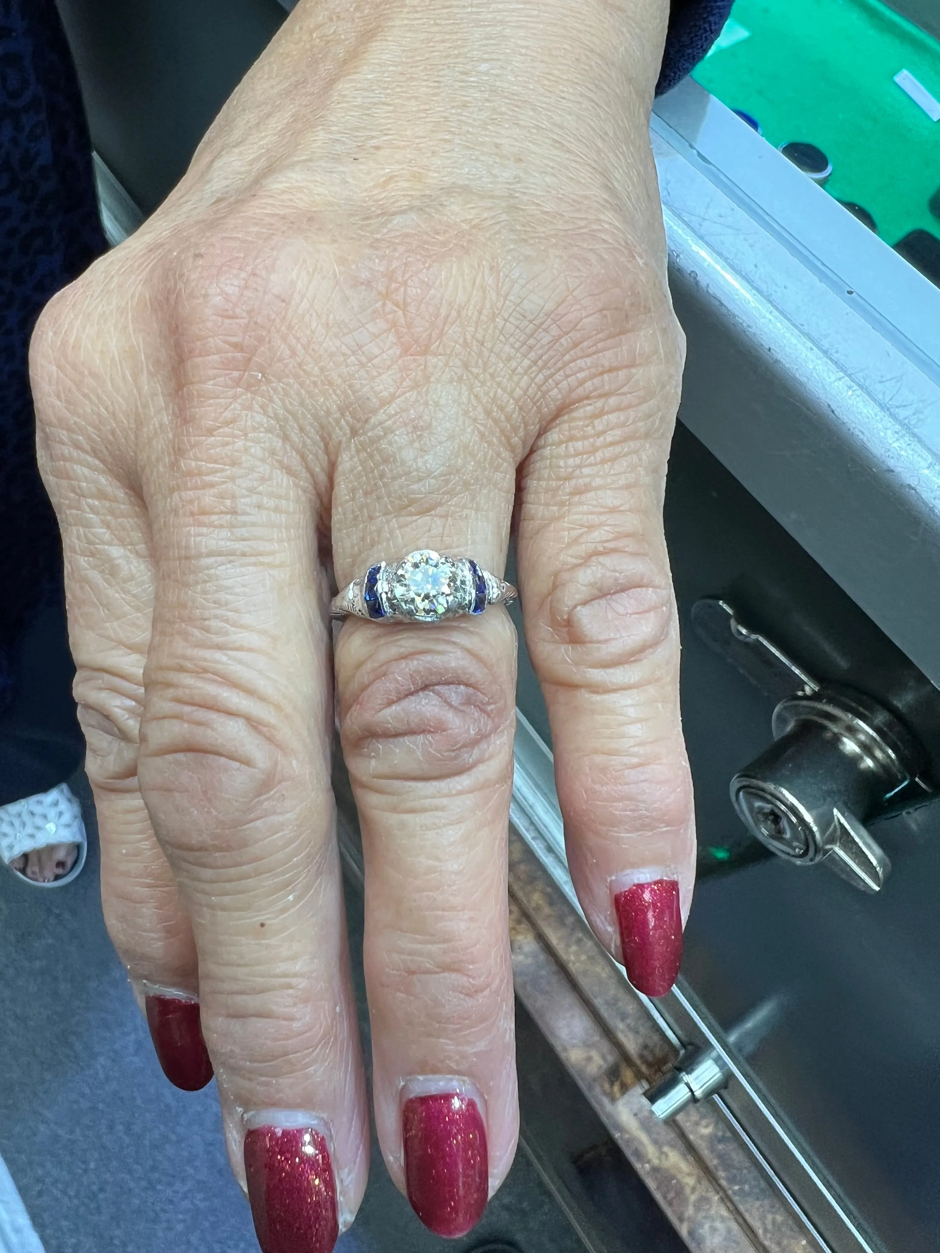 Art Deco Diamond White Gold Engagement Ring Circa 1925