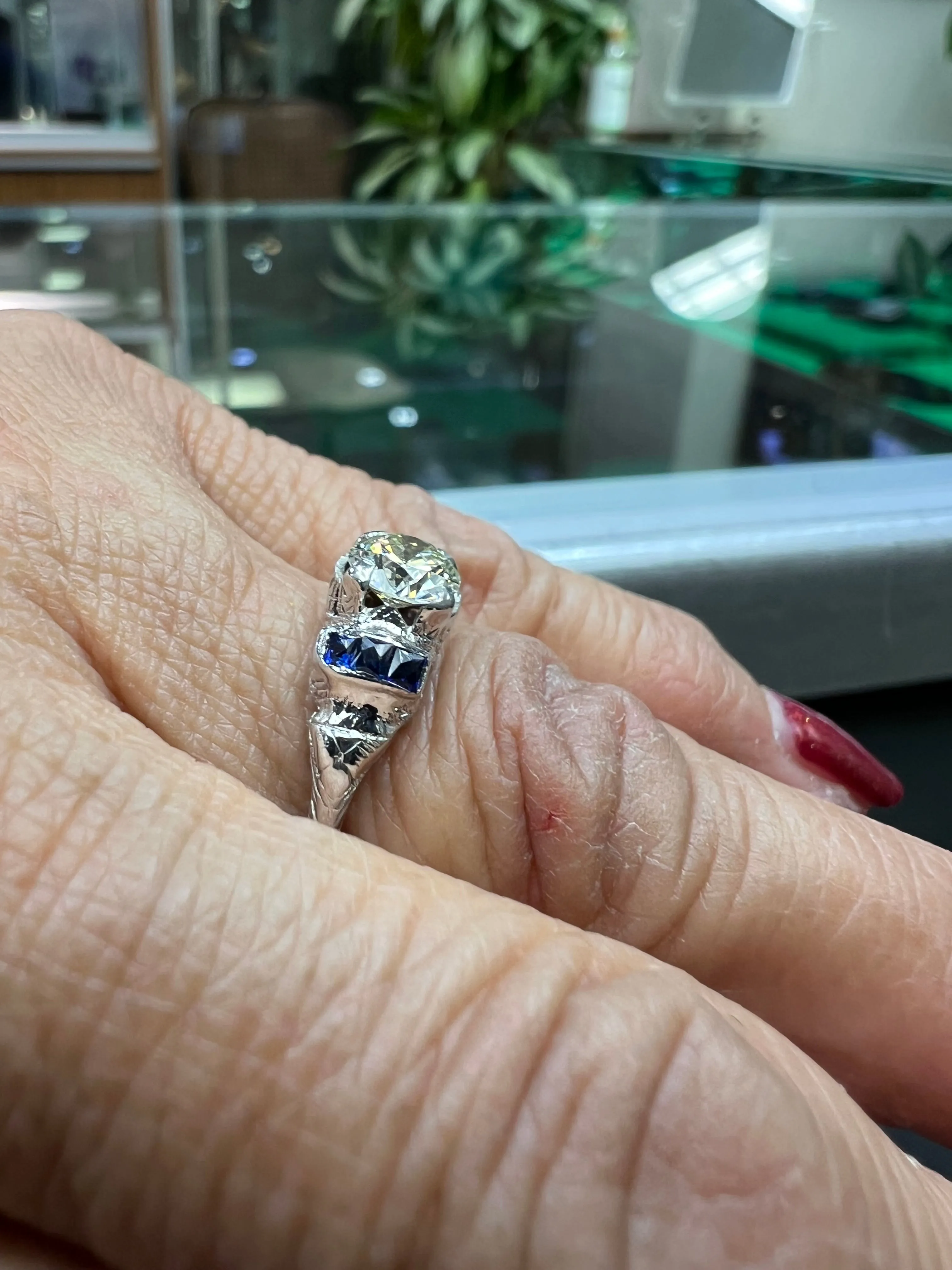 Art Deco Diamond White Gold Engagement Ring Circa 1925