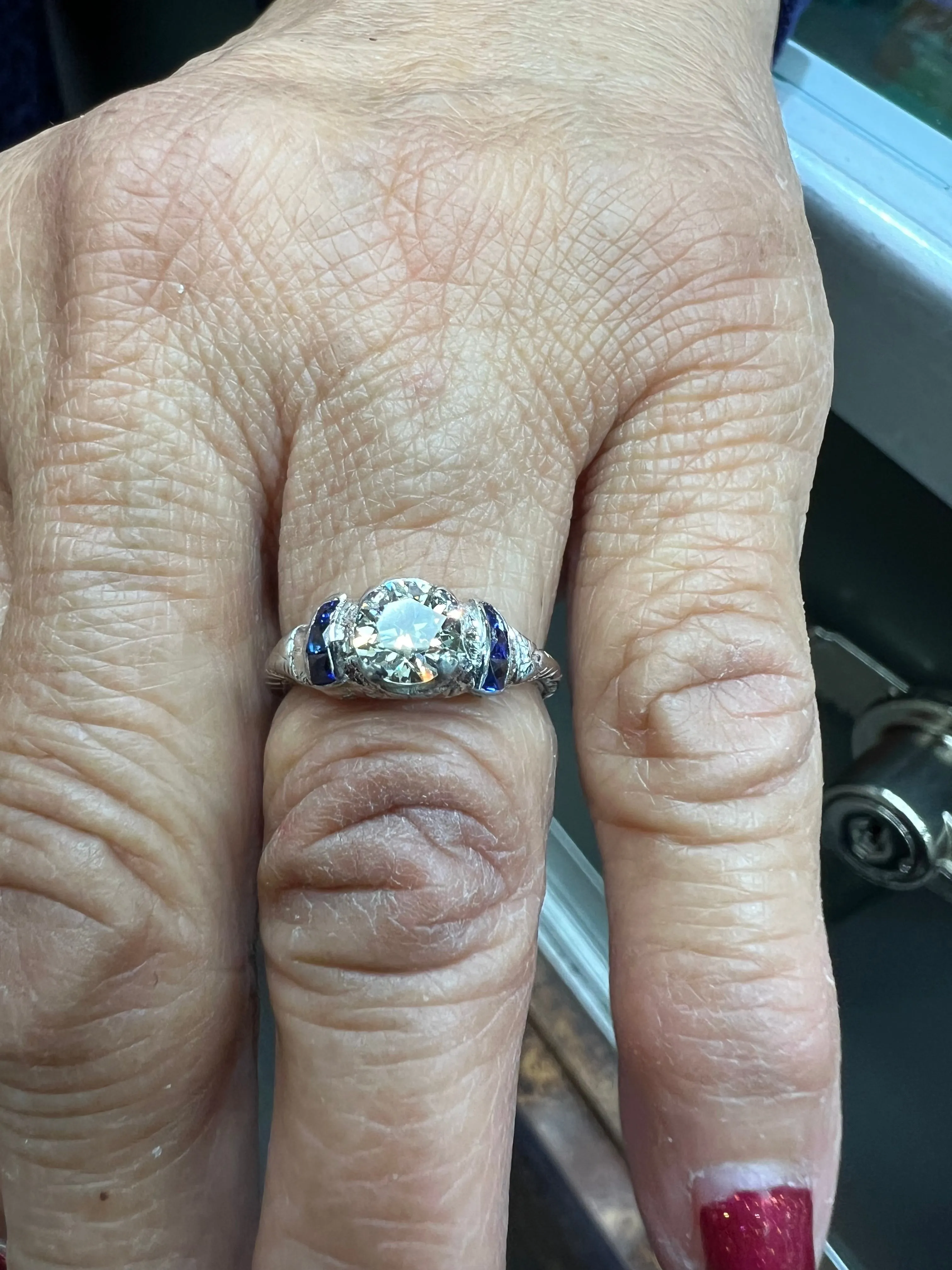 Art Deco Diamond White Gold Engagement Ring Circa 1925