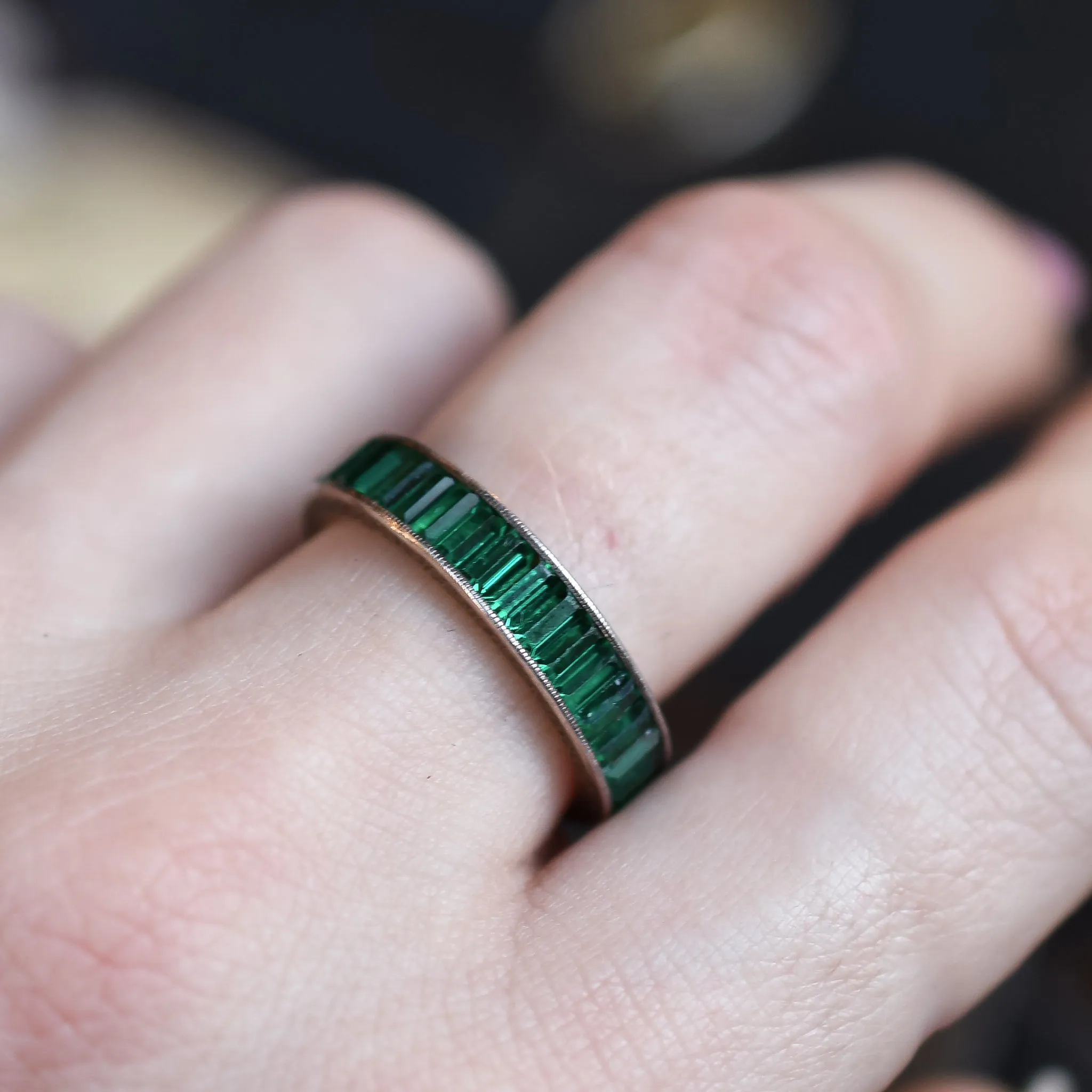 Art Deco 'Emerald' Paste Eternity Ring