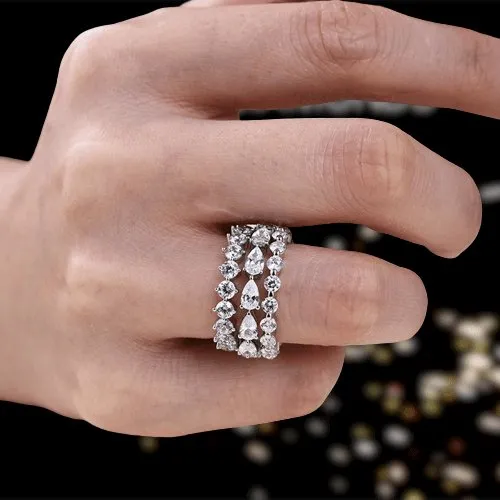 Art Deco Eternity 3PC Stacking Wedding Band Set