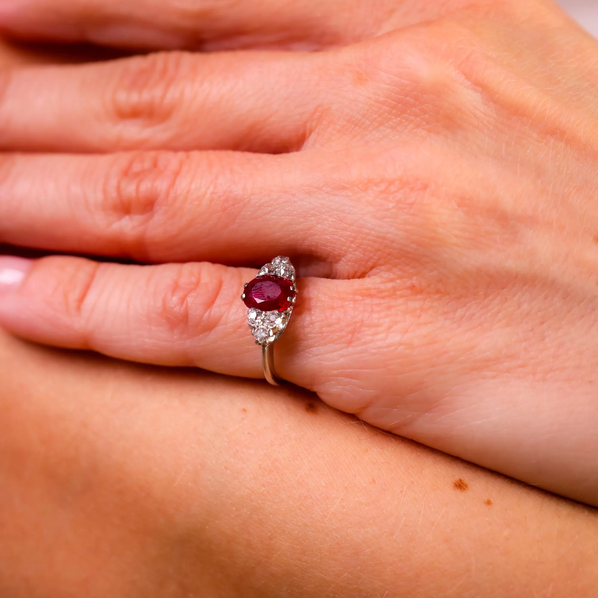 Art Deco GIA 1.19 carat Burma no heat ruby diamond platinum ring