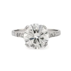 Art Deco GIA 2.66 carat transitional cut diamond platinum engagement ring