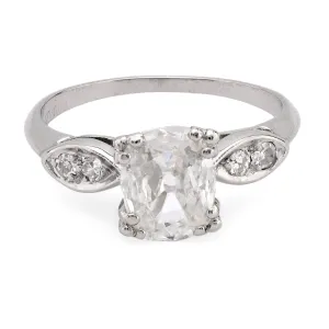 Art Deco GIA .91 carat old mine cut diamond platinum engagement ring
