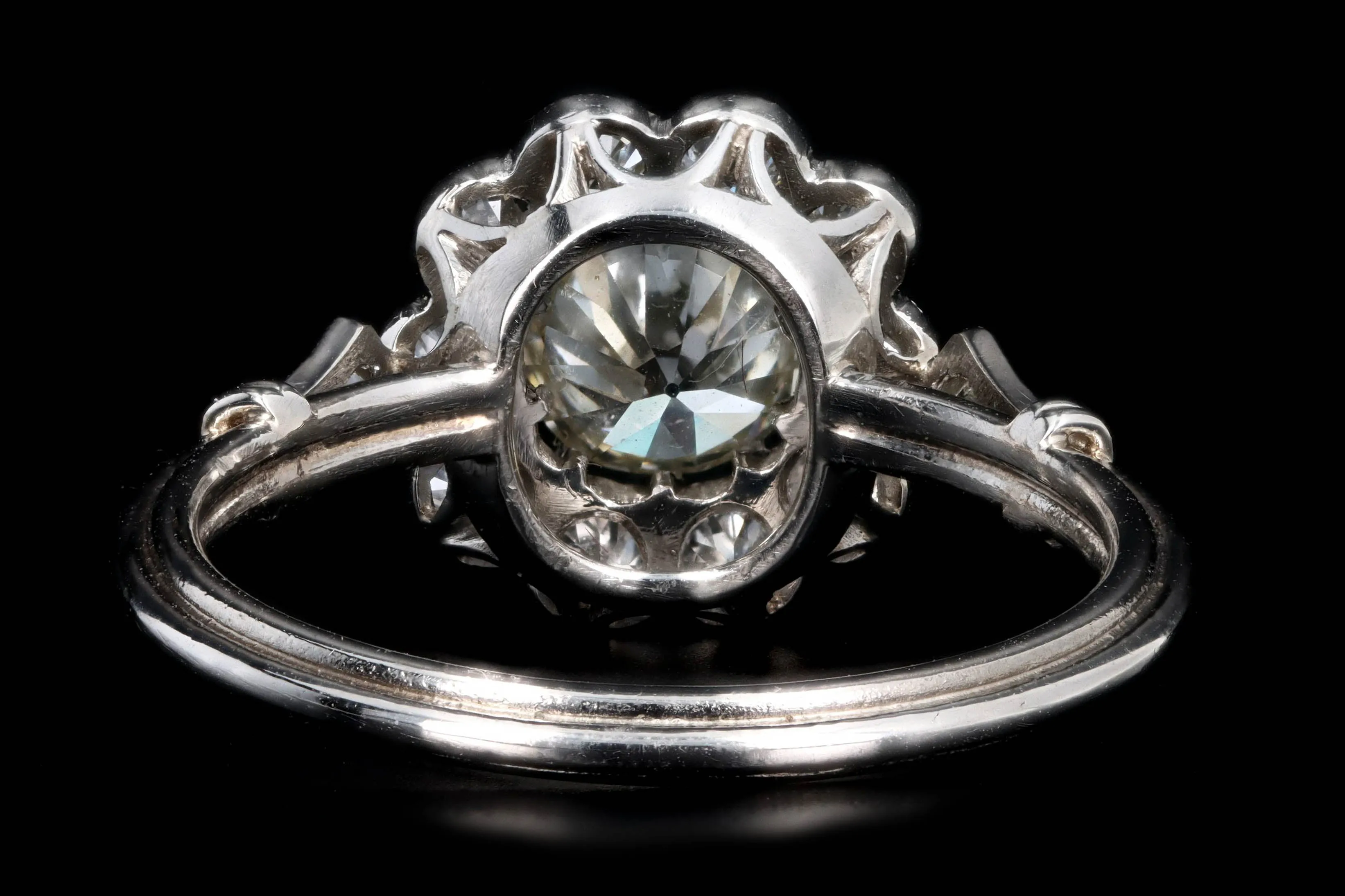 Art Deco Inspired Platinum 0.72 Carat Old European Cut Diamond Halo Cluster Engagement Ring