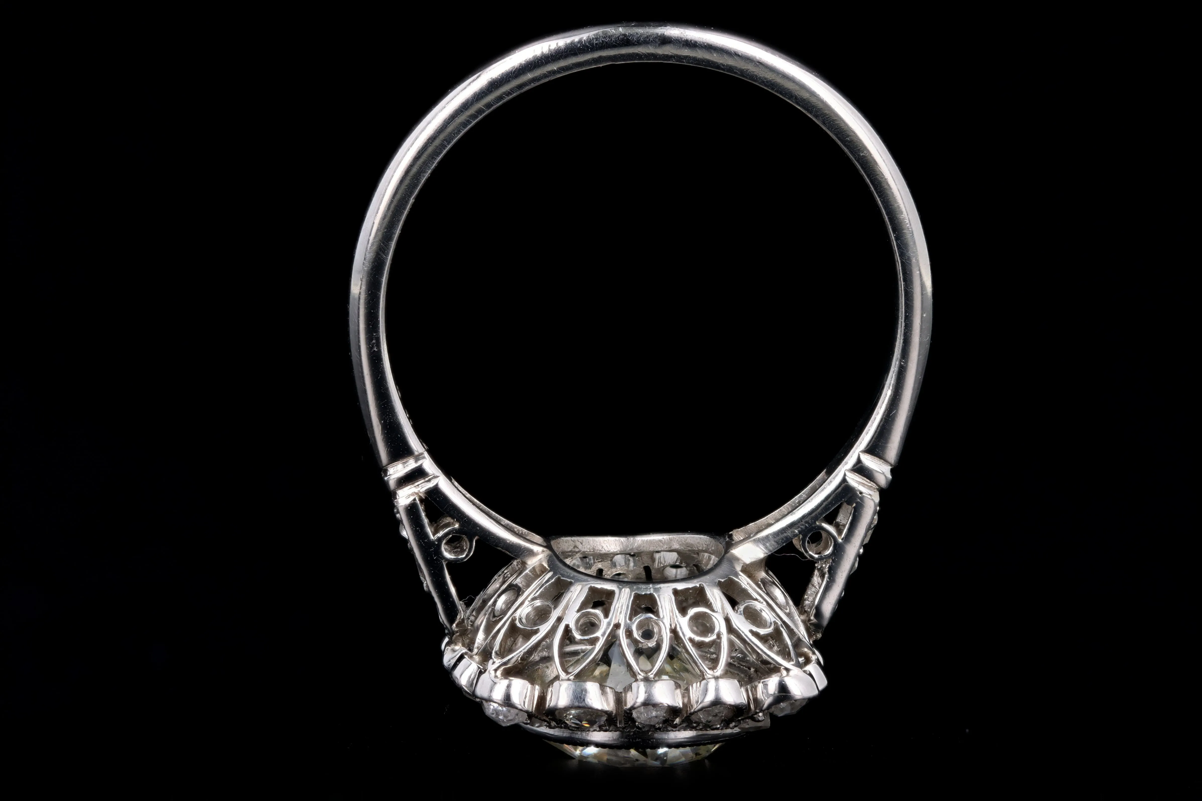 Art Deco Inspired Platinum 1.93 Carat Old European Cut Diamond Engagement Ring