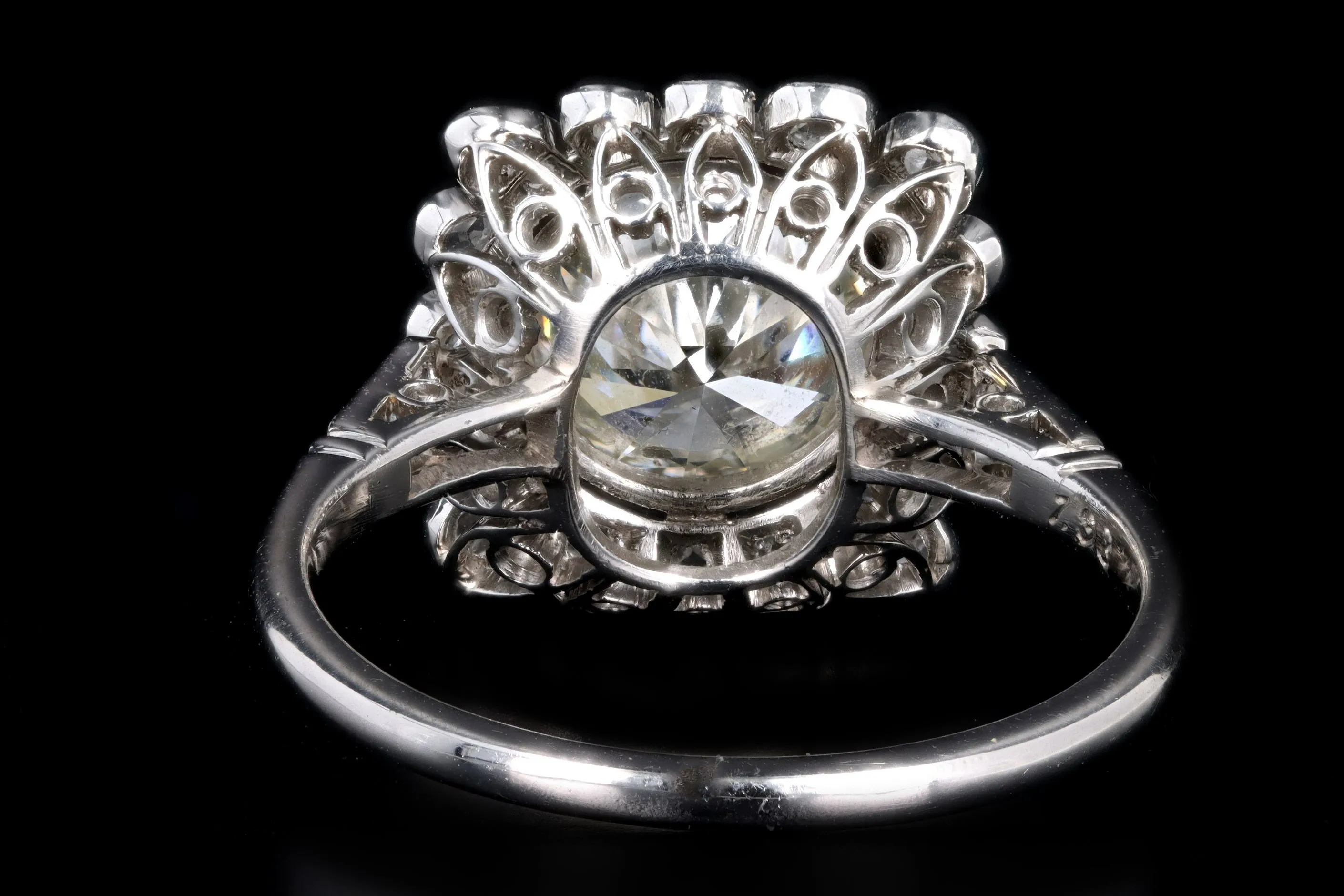 Art Deco Inspired Platinum 1.93 Carat Old European Cut Diamond Engagement Ring