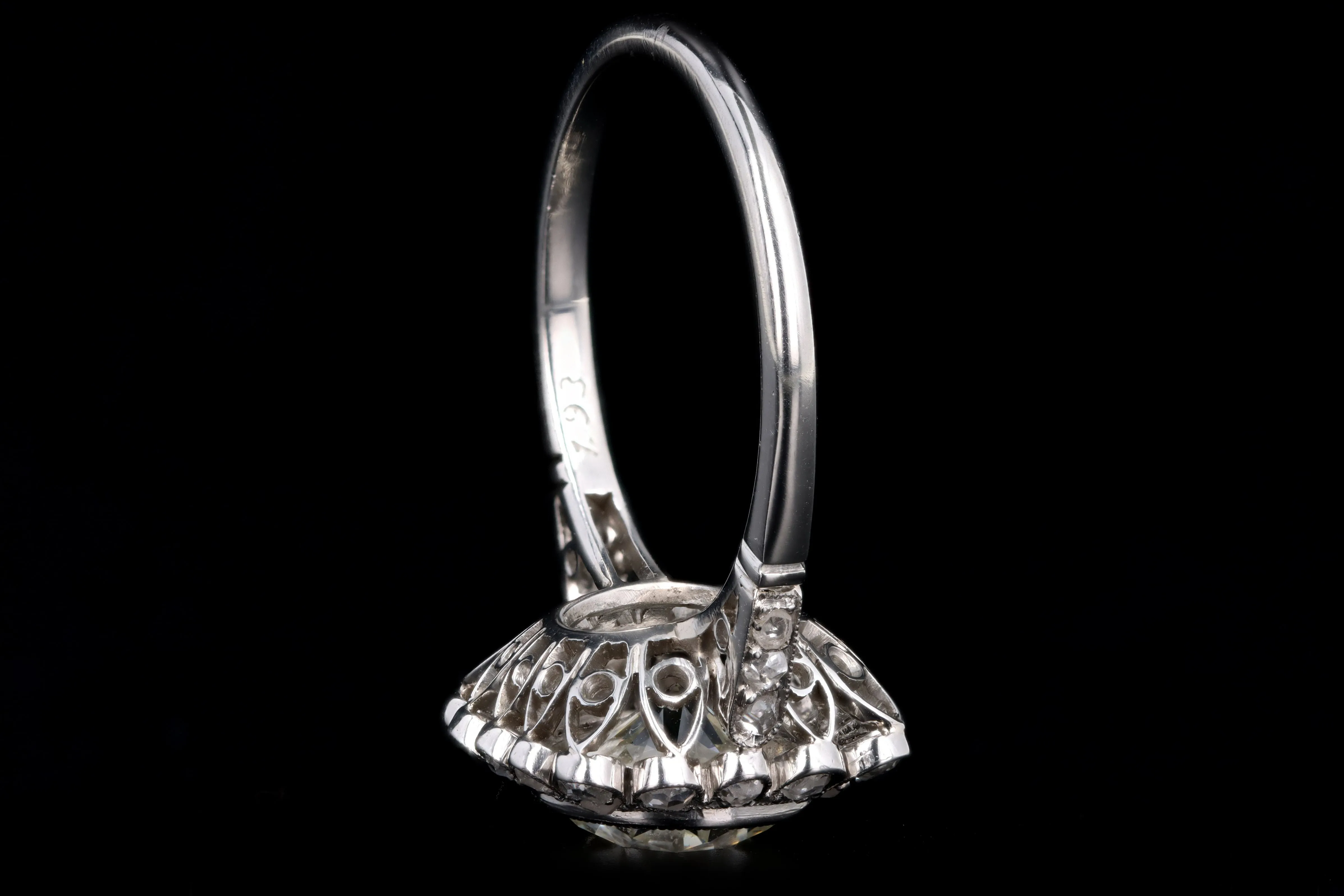 Art Deco Inspired Platinum 1.93 Carat Old European Cut Diamond Engagement Ring