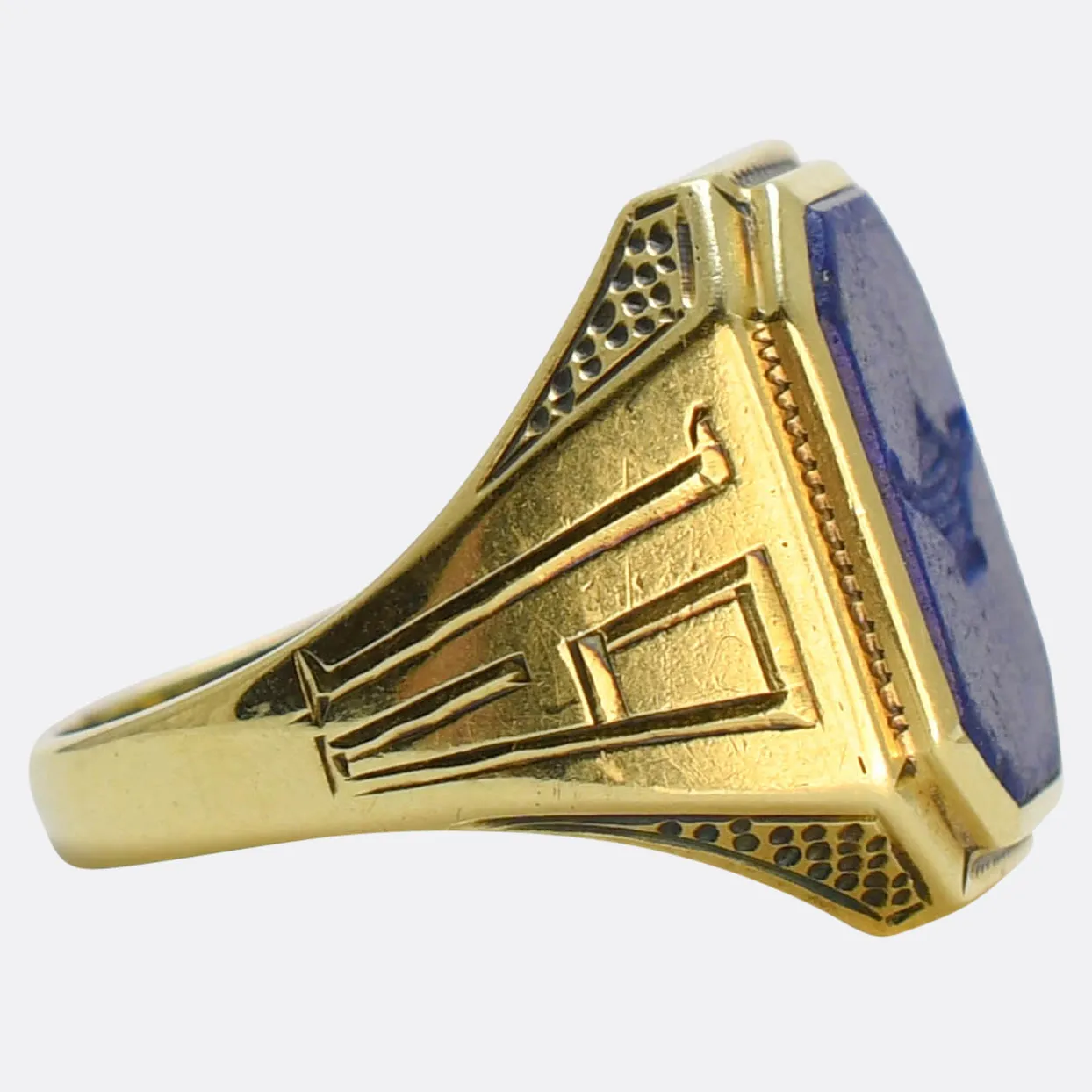 Art Deco Lapis Lazuli "Genie's Lamp" Signet Ring