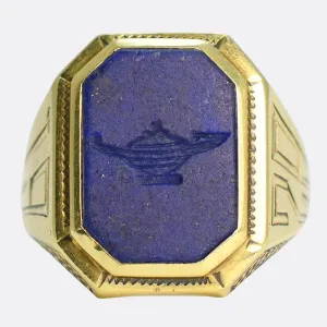 Art Deco Lapis Lazuli "Genie's Lamp" Signet Ring
