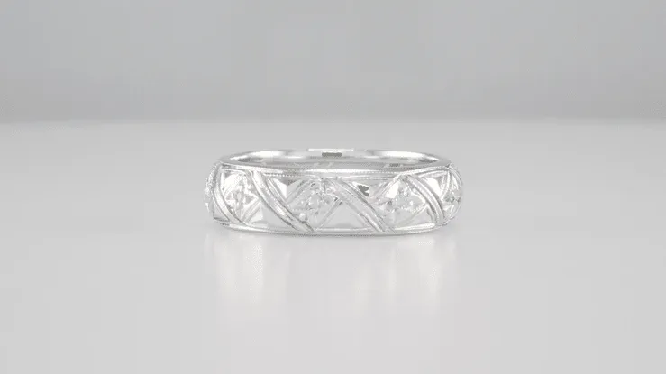 Art Deco Marbledale Antique Diamond Wedding Ring in Platinum - Size 5