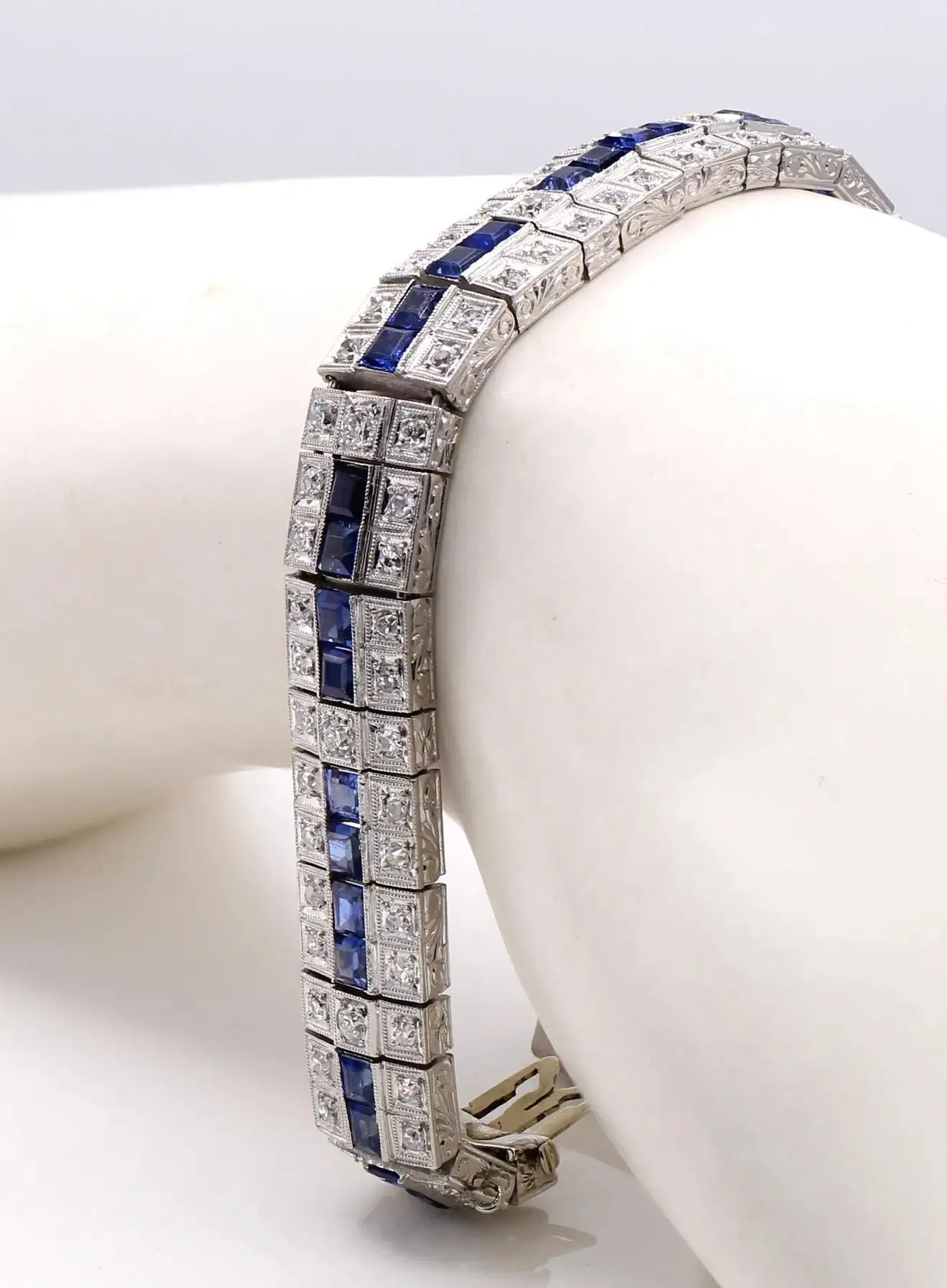 Art Deco Old European Cut Diamond Platinum Line Bracelet