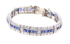 Art Deco Old European Cut Diamond Platinum Line Bracelet
