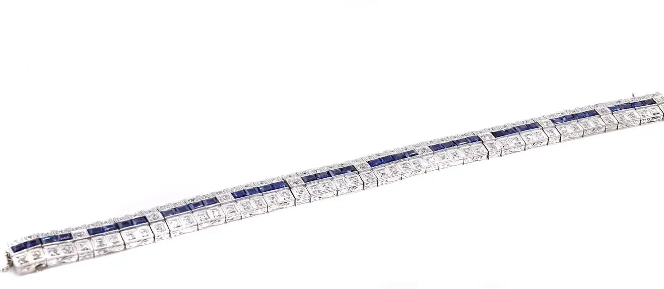 Art Deco Old European Cut Diamond Platinum Line Bracelet
