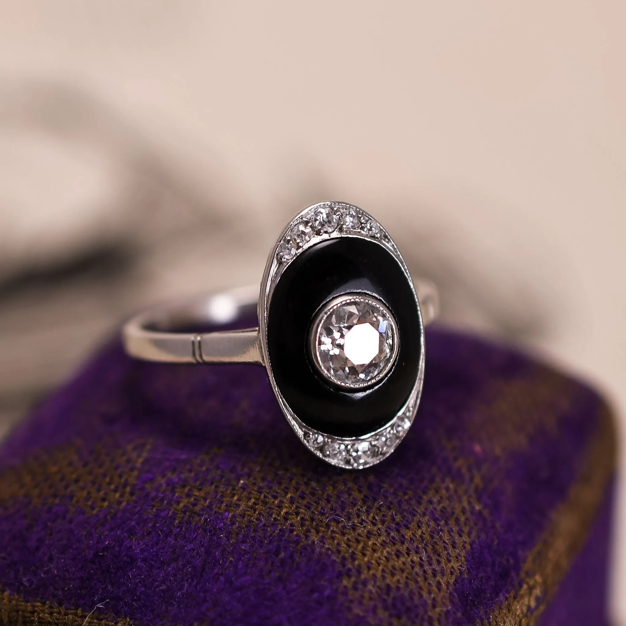 Art Deco Onyx & Diamond Ring