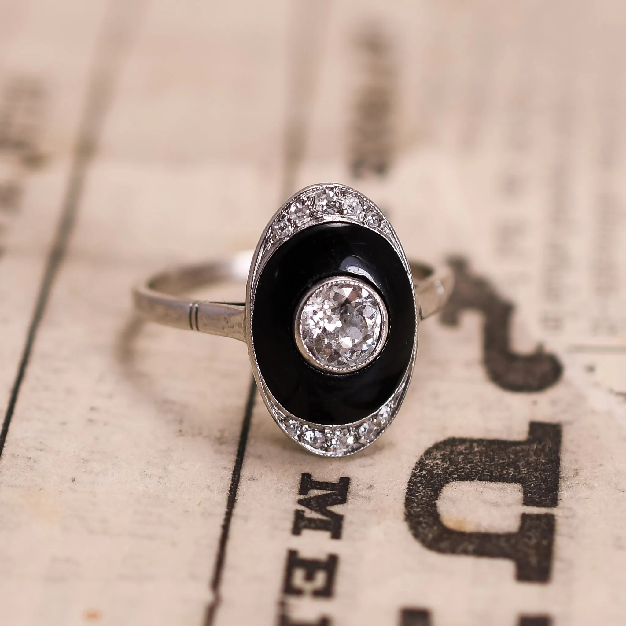 Art Deco Onyx & Diamond Ring