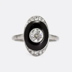 Art Deco Onyx & Diamond Ring
