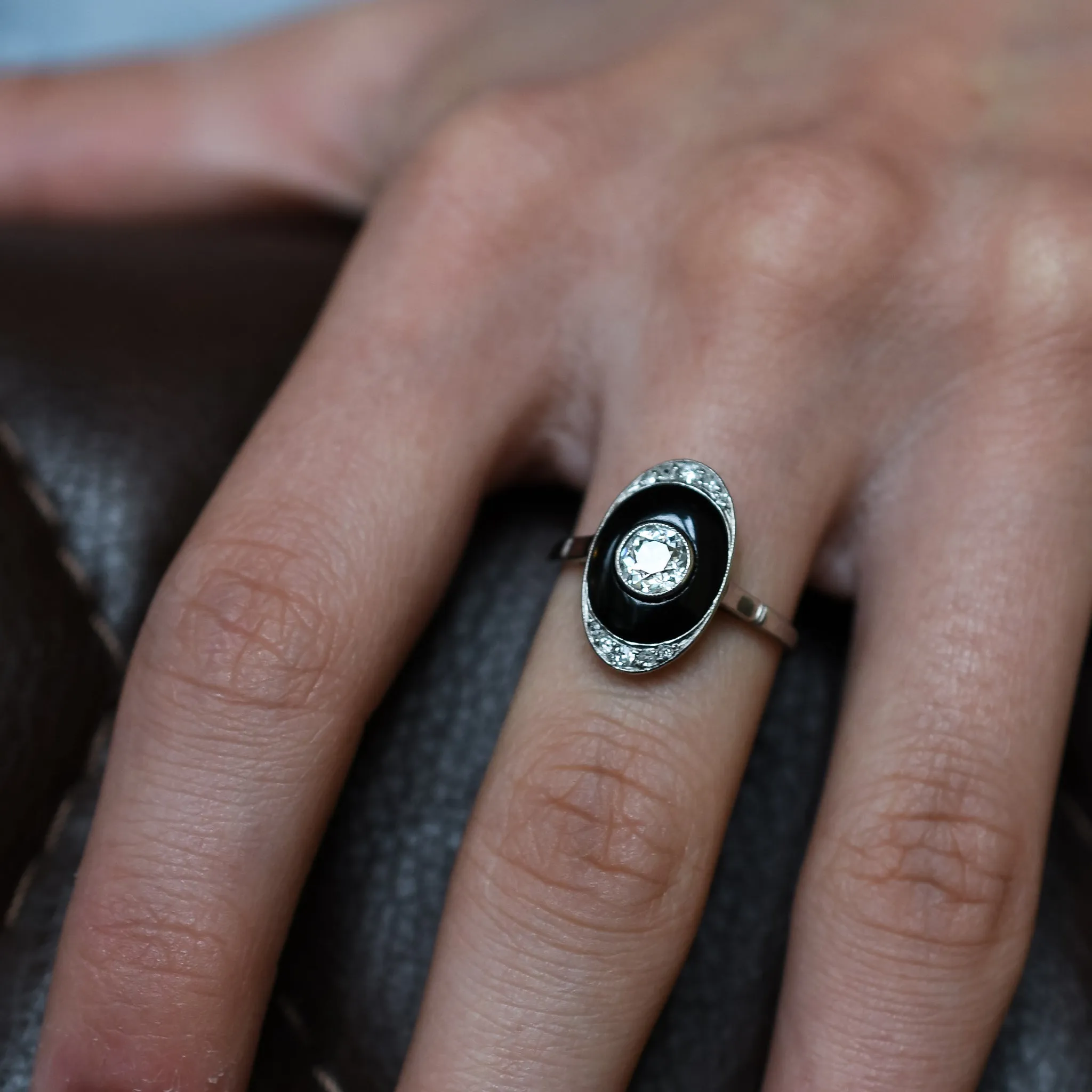 Art Deco Onyx & Diamond Ring