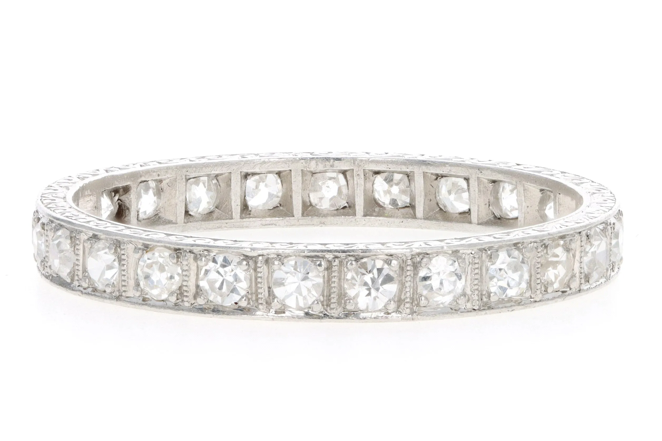 Art Deco Platinum 1 Carat Total Weight Diamond Eternity Wedding Band