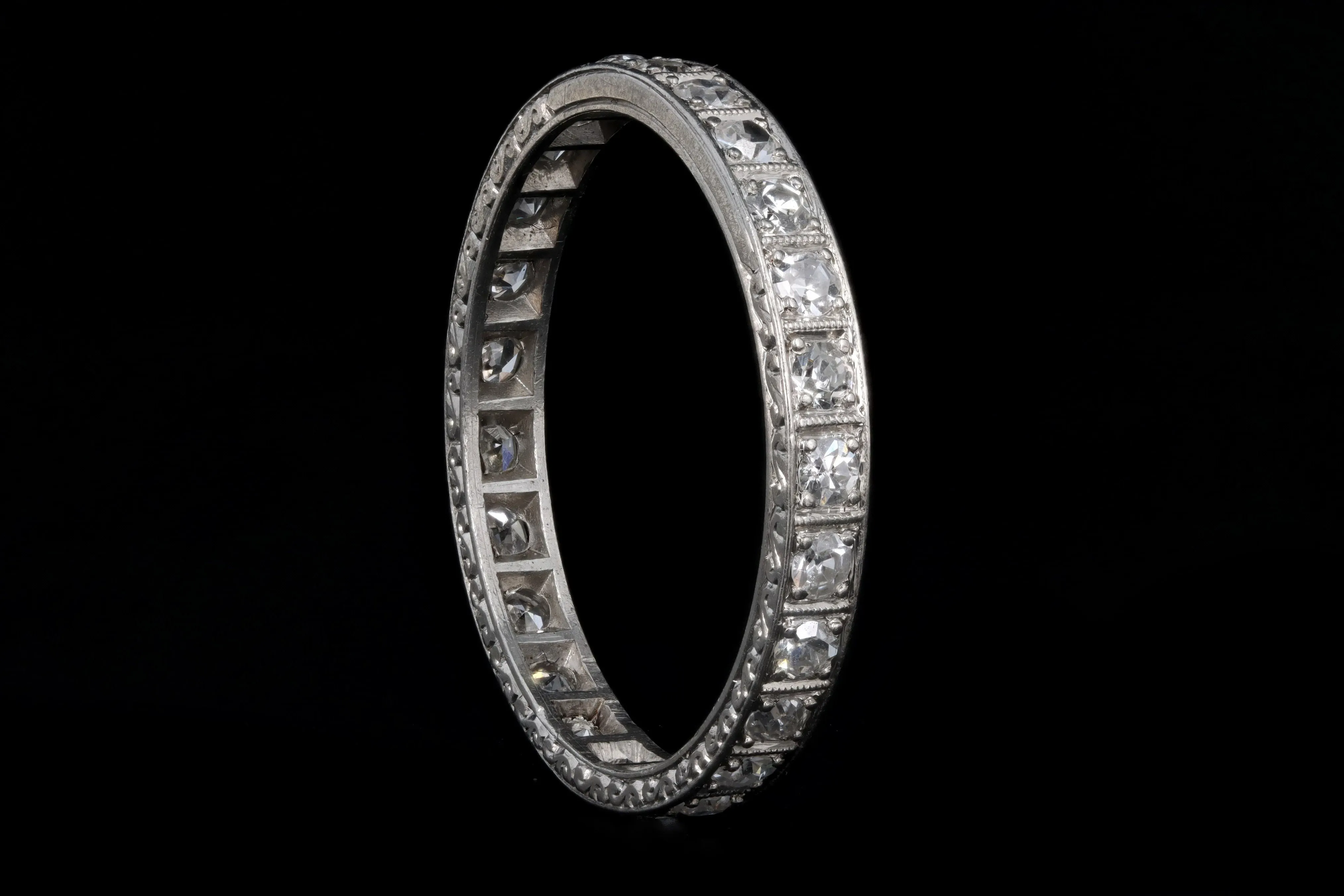 Art Deco Platinum 1 Carat Total Weight Diamond Eternity Wedding Band