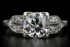 Art Deco Platinum 1.08 Carat Old European Cut Diamond Ring