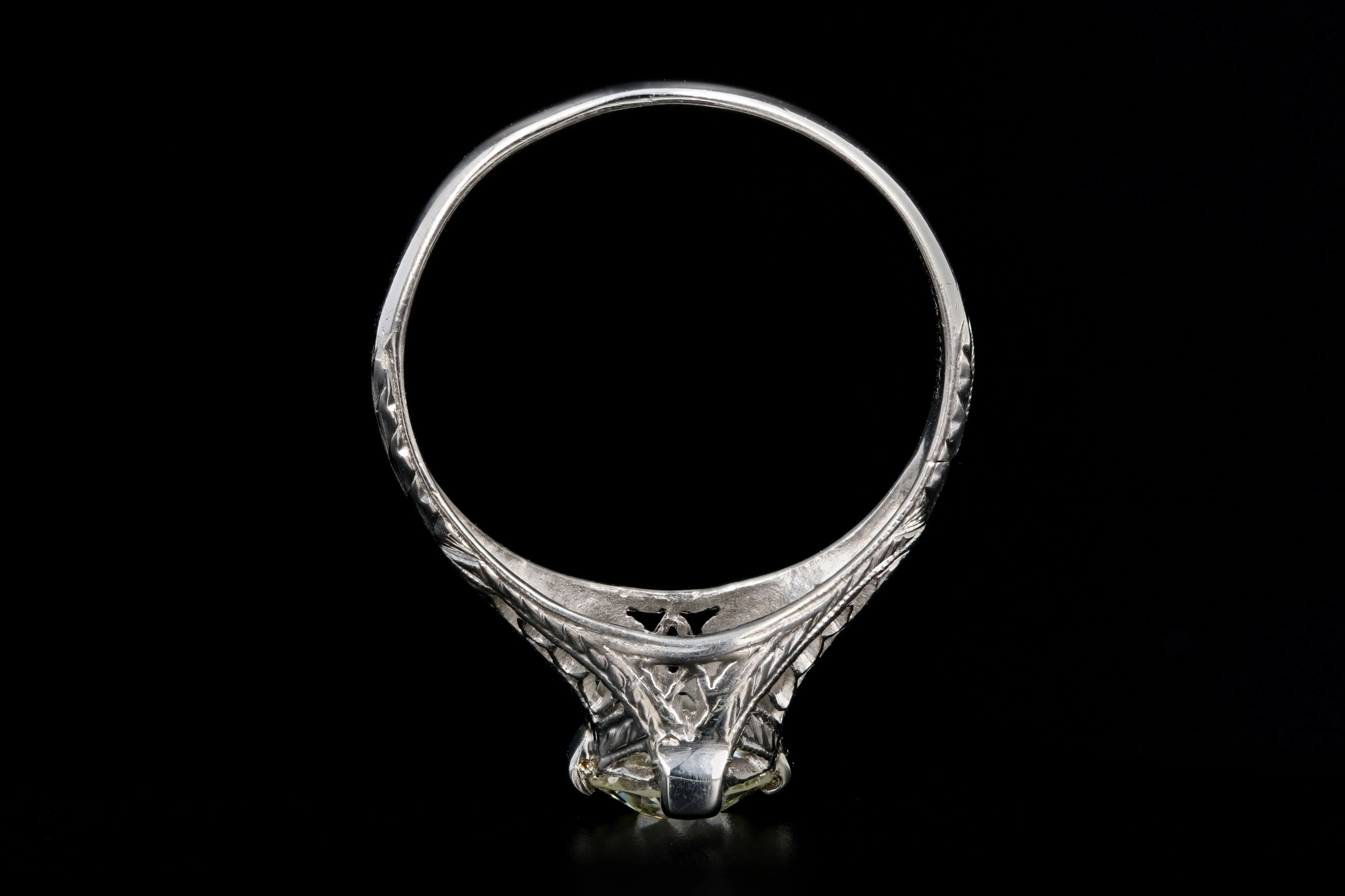 Art Deco Platinum 1.18 Carat Old European Cut Diamond Ring