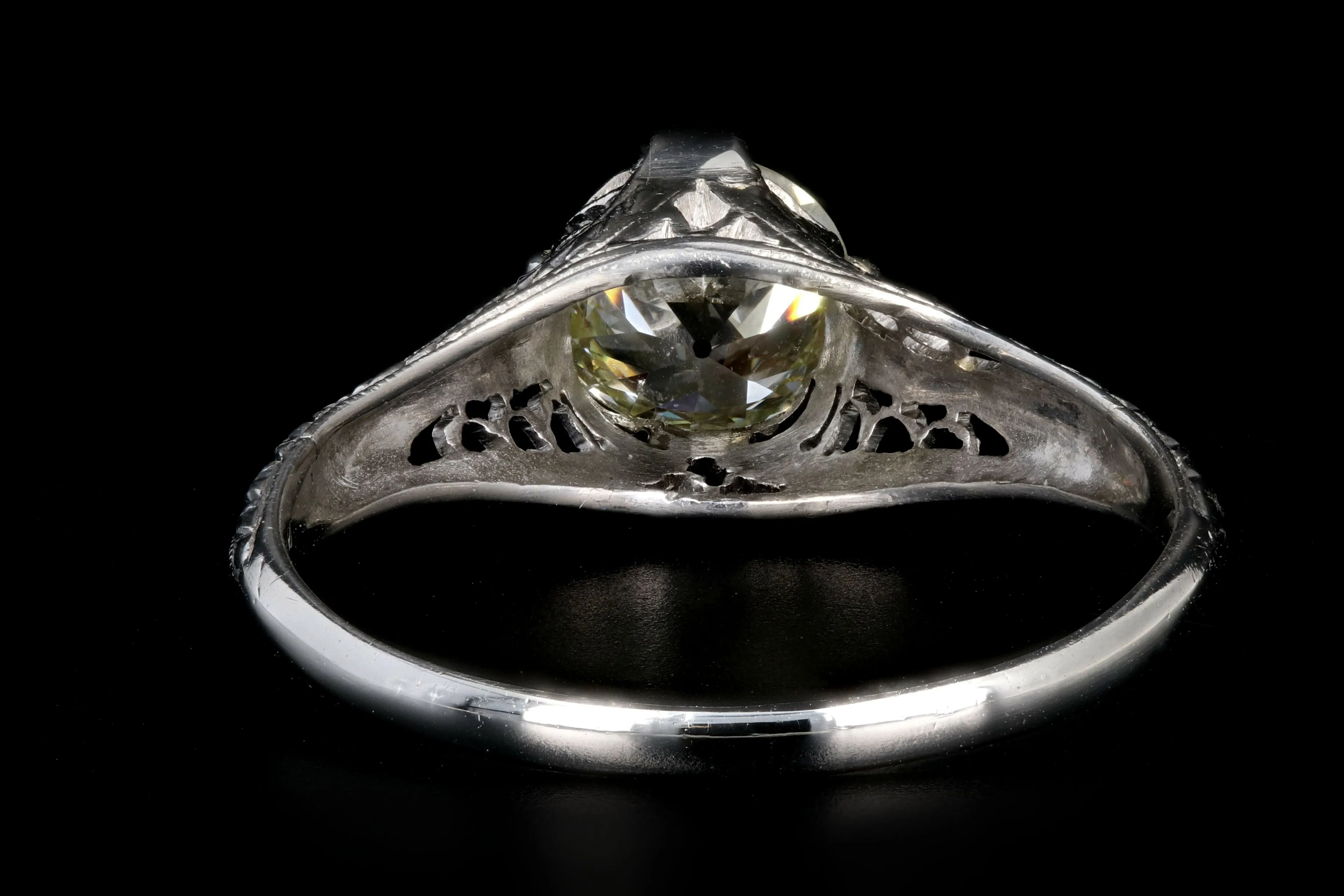 Art Deco Platinum 1.18 Carat Old European Cut Diamond Ring