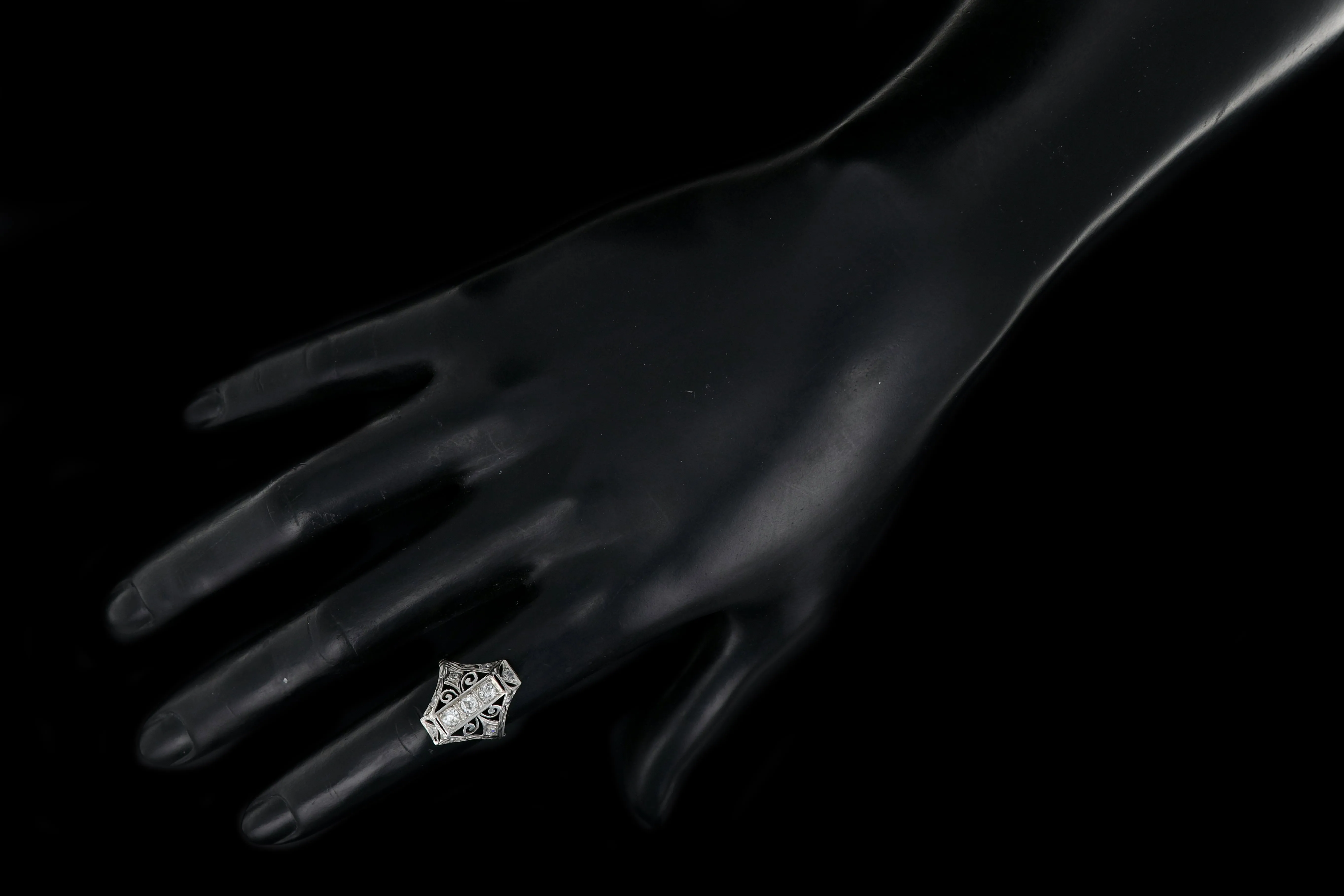 Art Deco Platinum 1/2 Carat 3 Stone Diamond Ring c.1920's