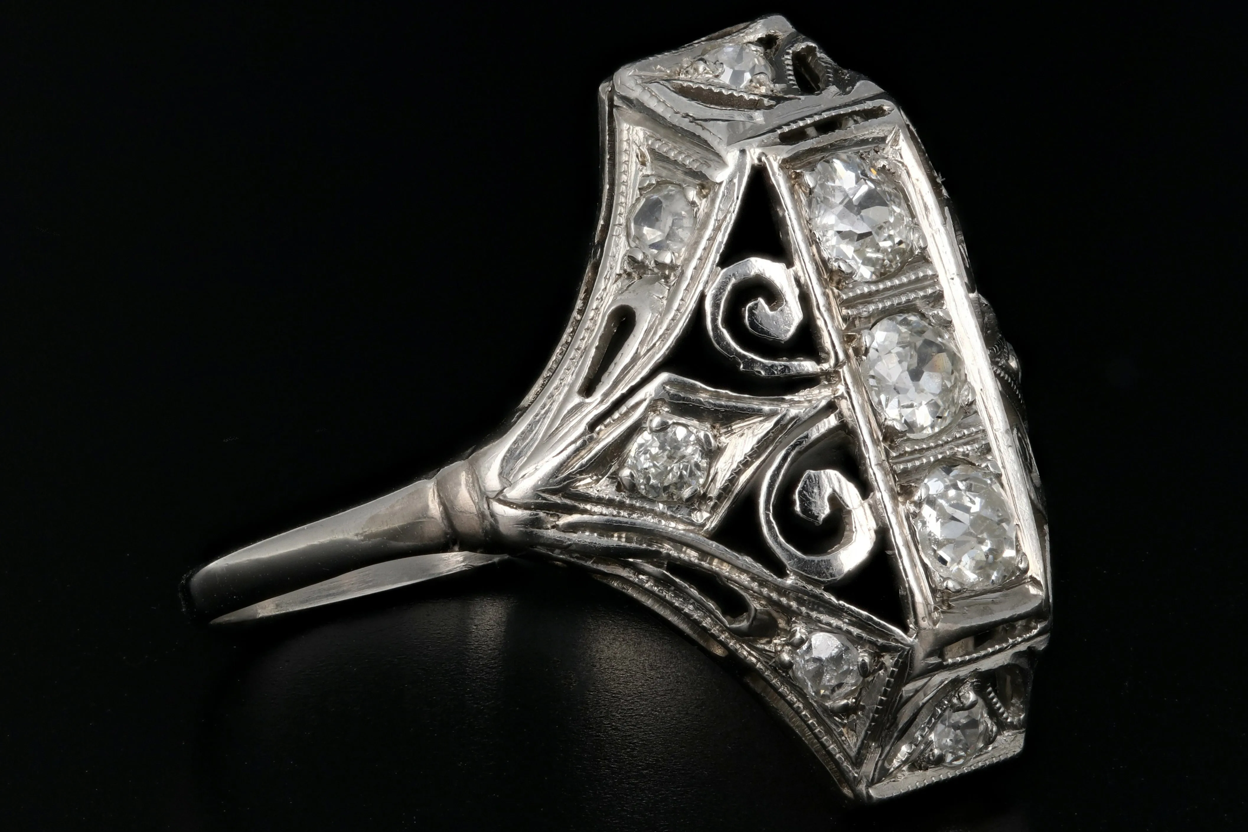 Art Deco Platinum 1/2 Carat 3 Stone Diamond Ring c.1920's