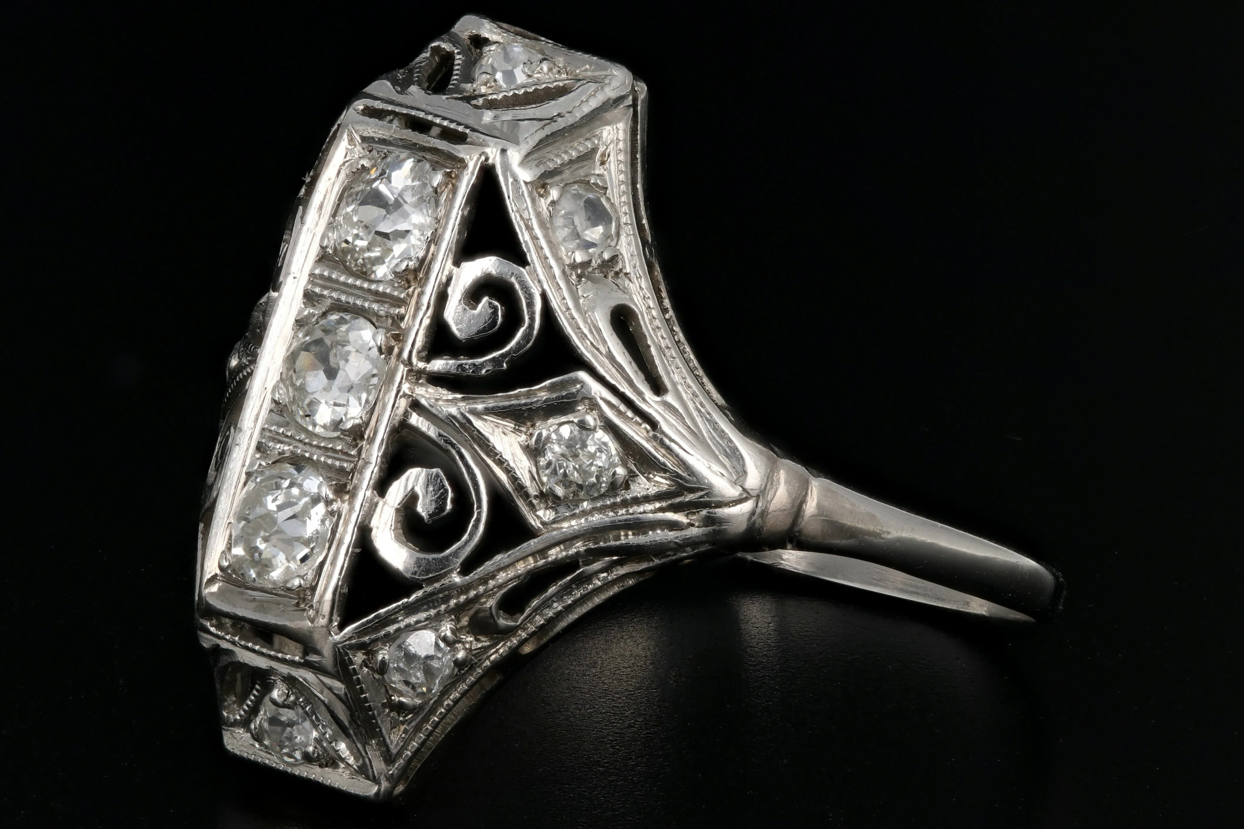 Art Deco Platinum 1/2 Carat 3 Stone Diamond Ring c.1920's