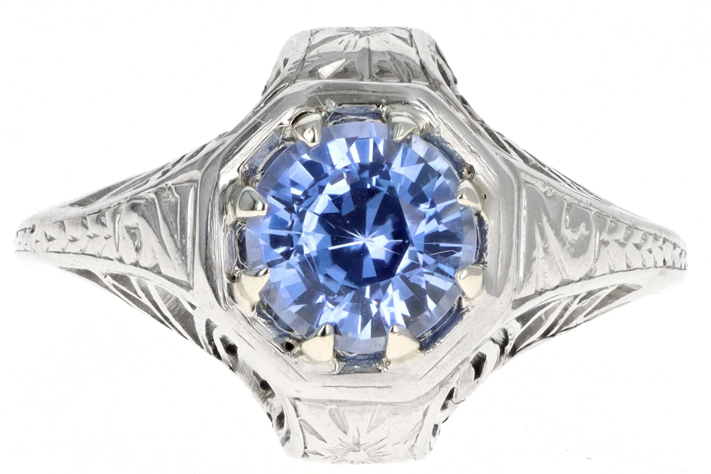 Art Deco Platinum 1.26 Carat Natural Sapphire Ring