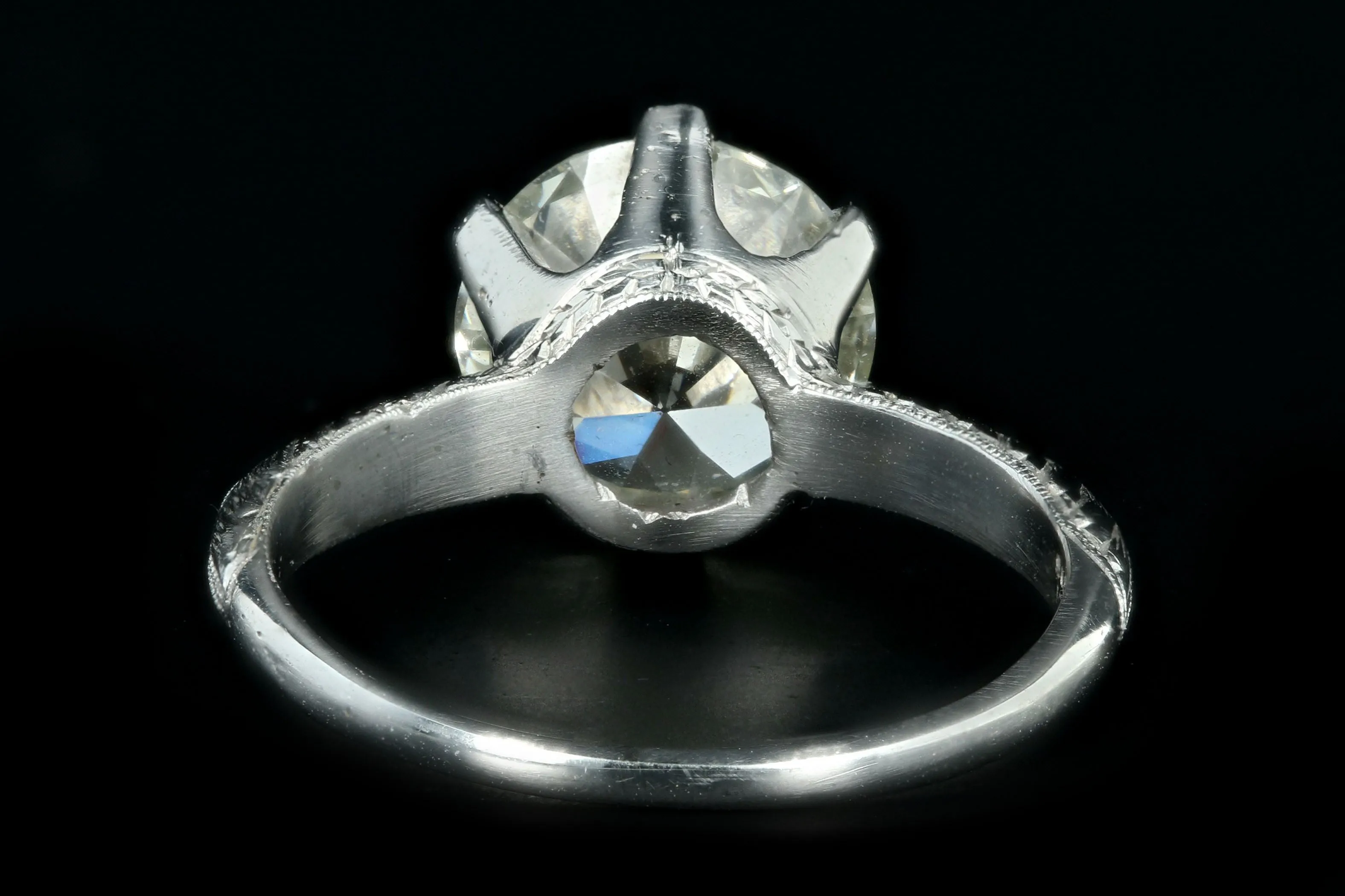 Art Deco Platinum 2.86 Carat Old European Cut Diamond Engagement Ring GIA Certified