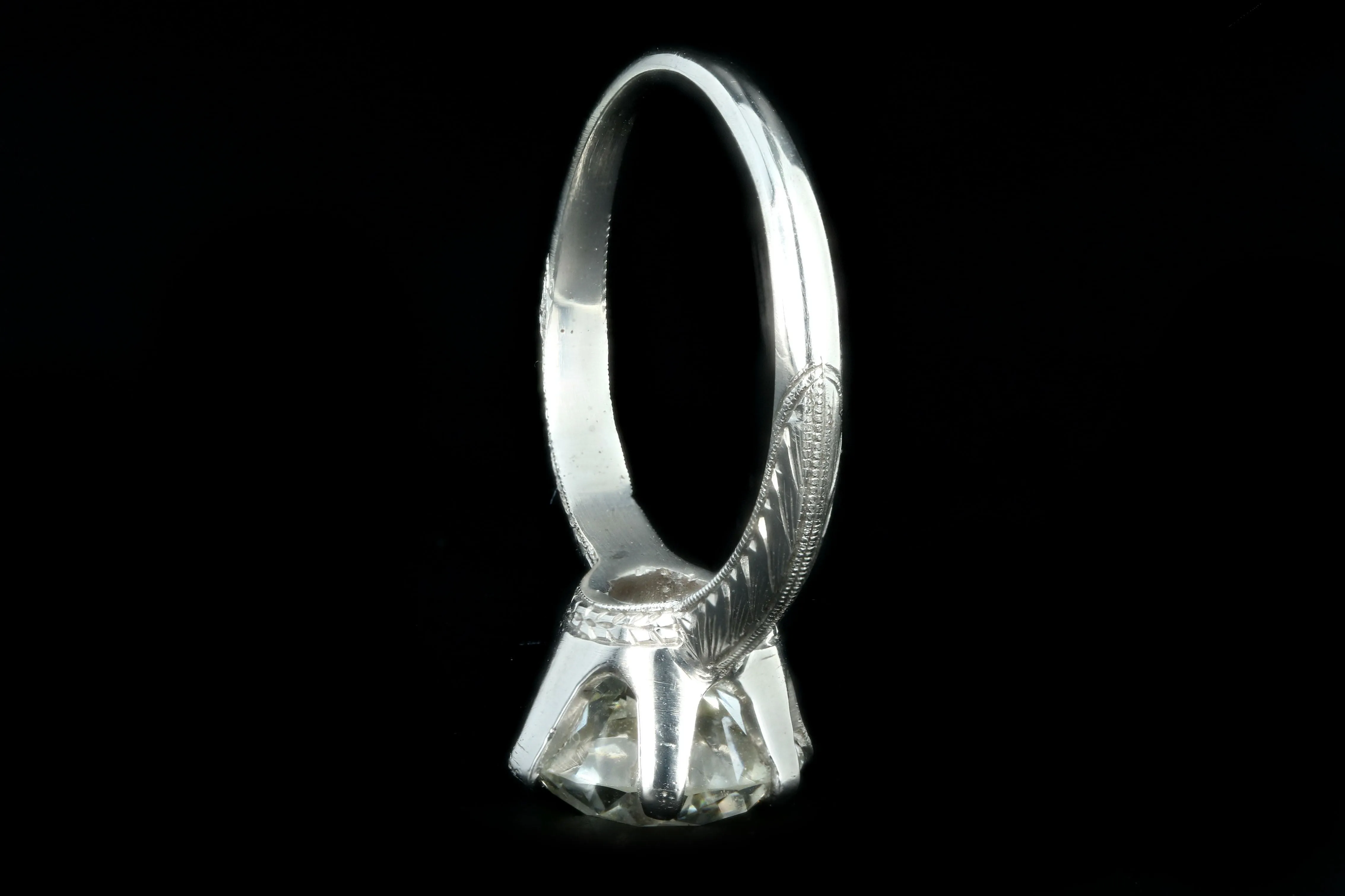 Art Deco Platinum 2.86 Carat Old European Cut Diamond Engagement Ring GIA Certified