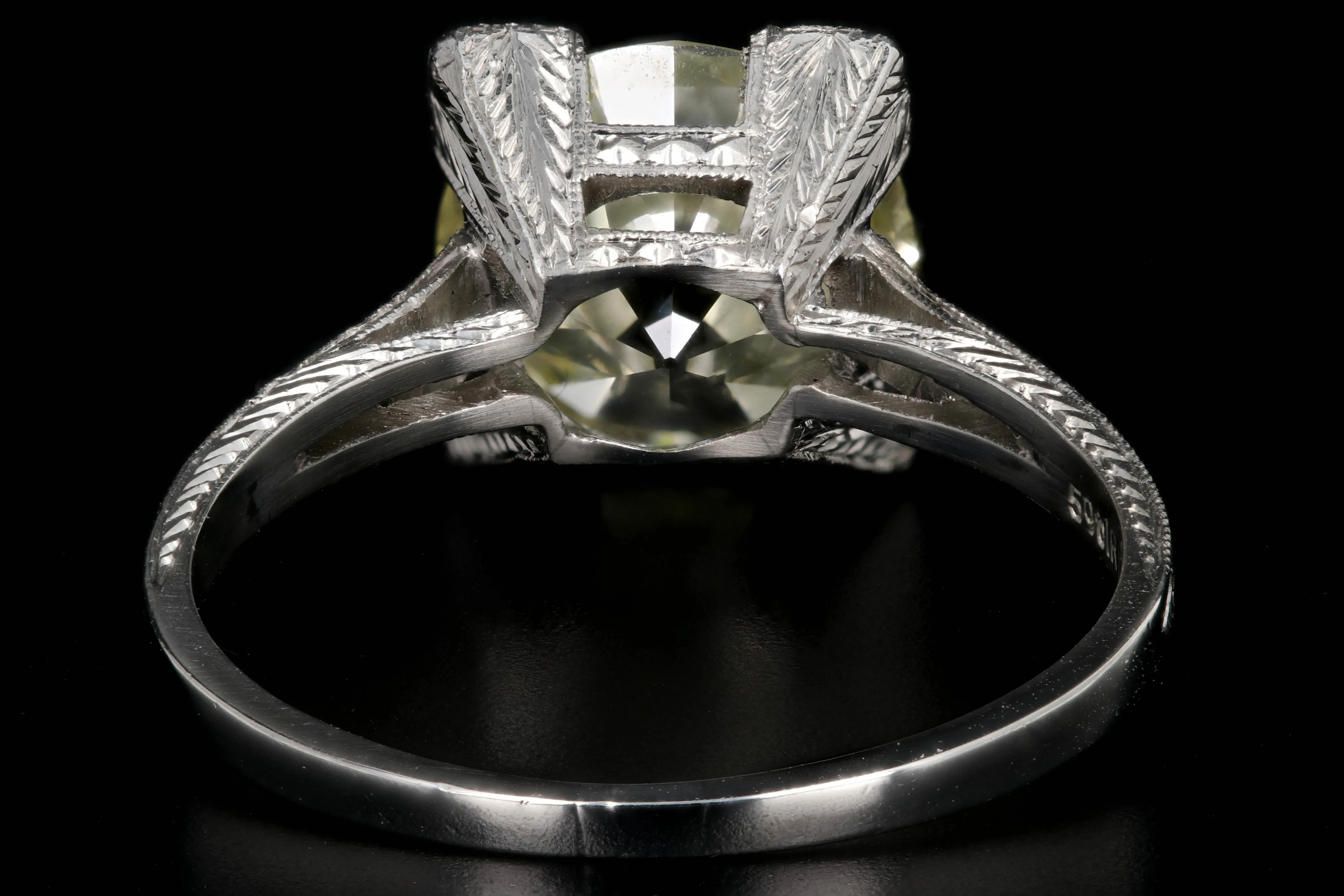 Art Deco Platinum 3.32 Carat Old European Cut Diamond Ring GIA Certified