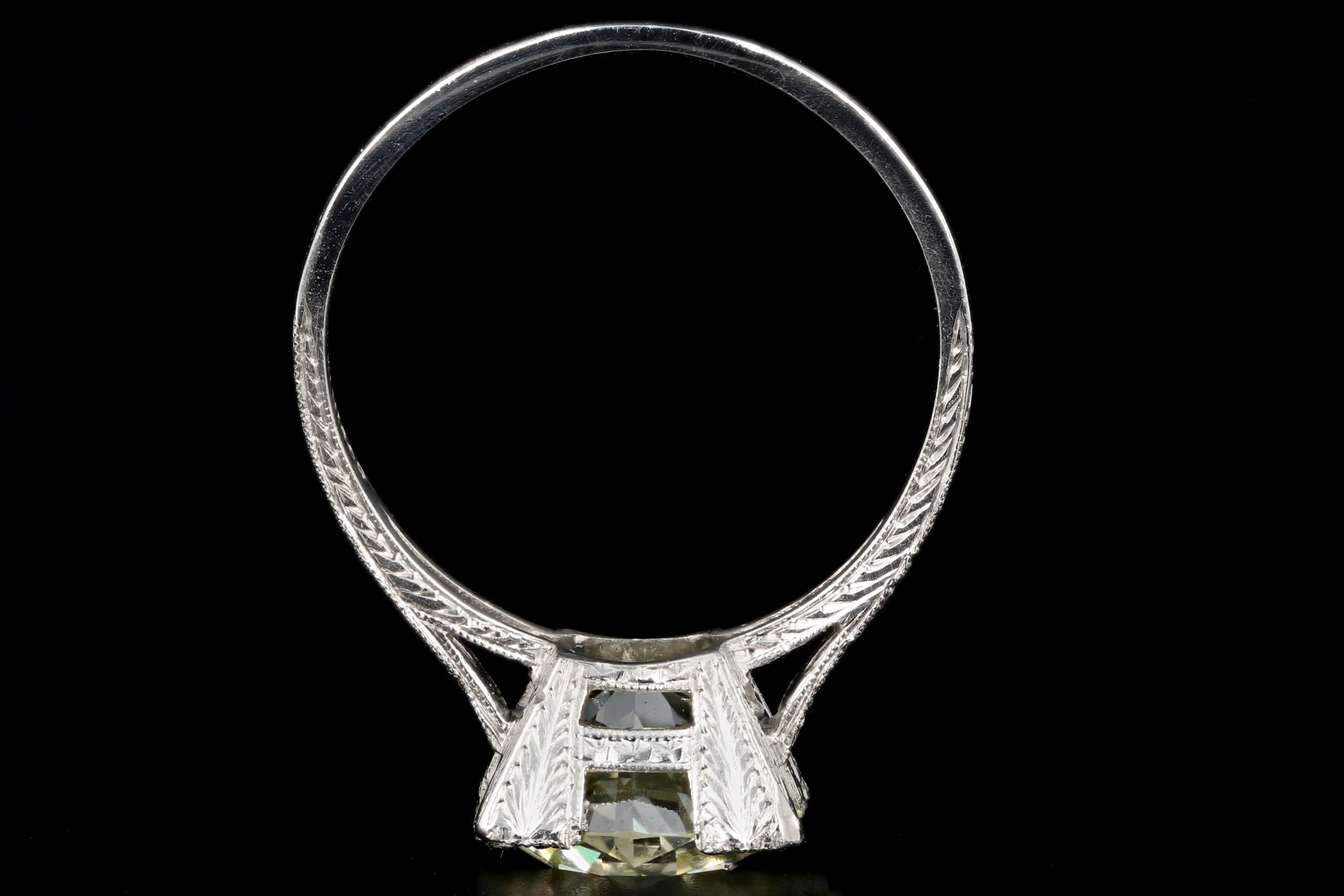 Art Deco Platinum 3.32 Carat Old European Cut Diamond Ring GIA Certified