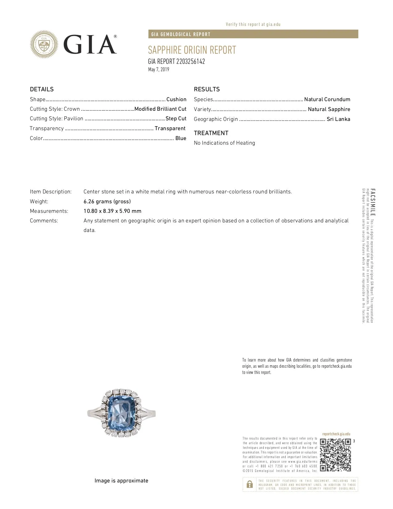 Art Deco Platinum 5.5 Carat Natural No Heat Ceylon Sapphire Ring GIA Certified
