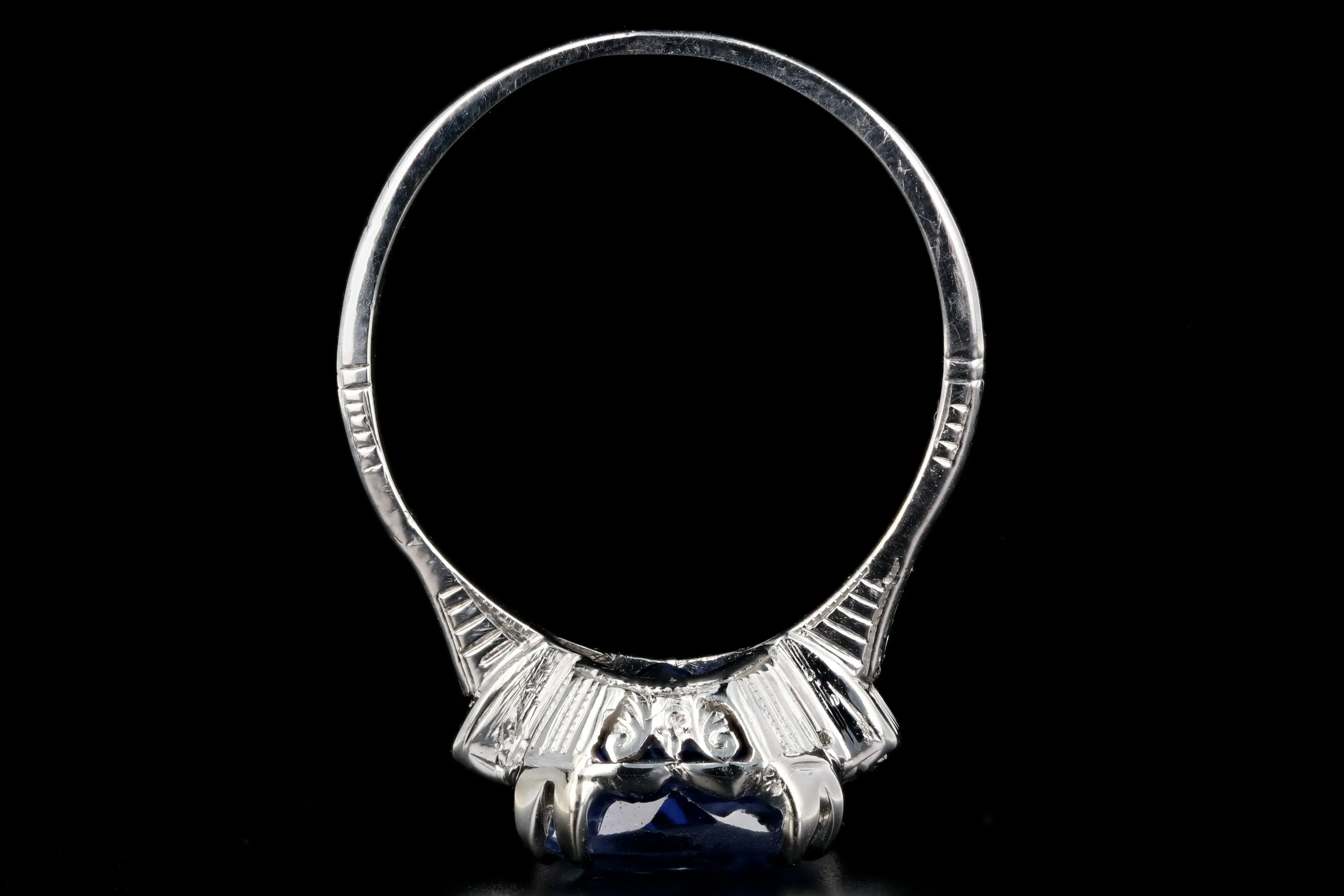 Art Deco Platinum 5.5 Carat Natural No Heat Ceylon Sapphire Ring GIA Certified