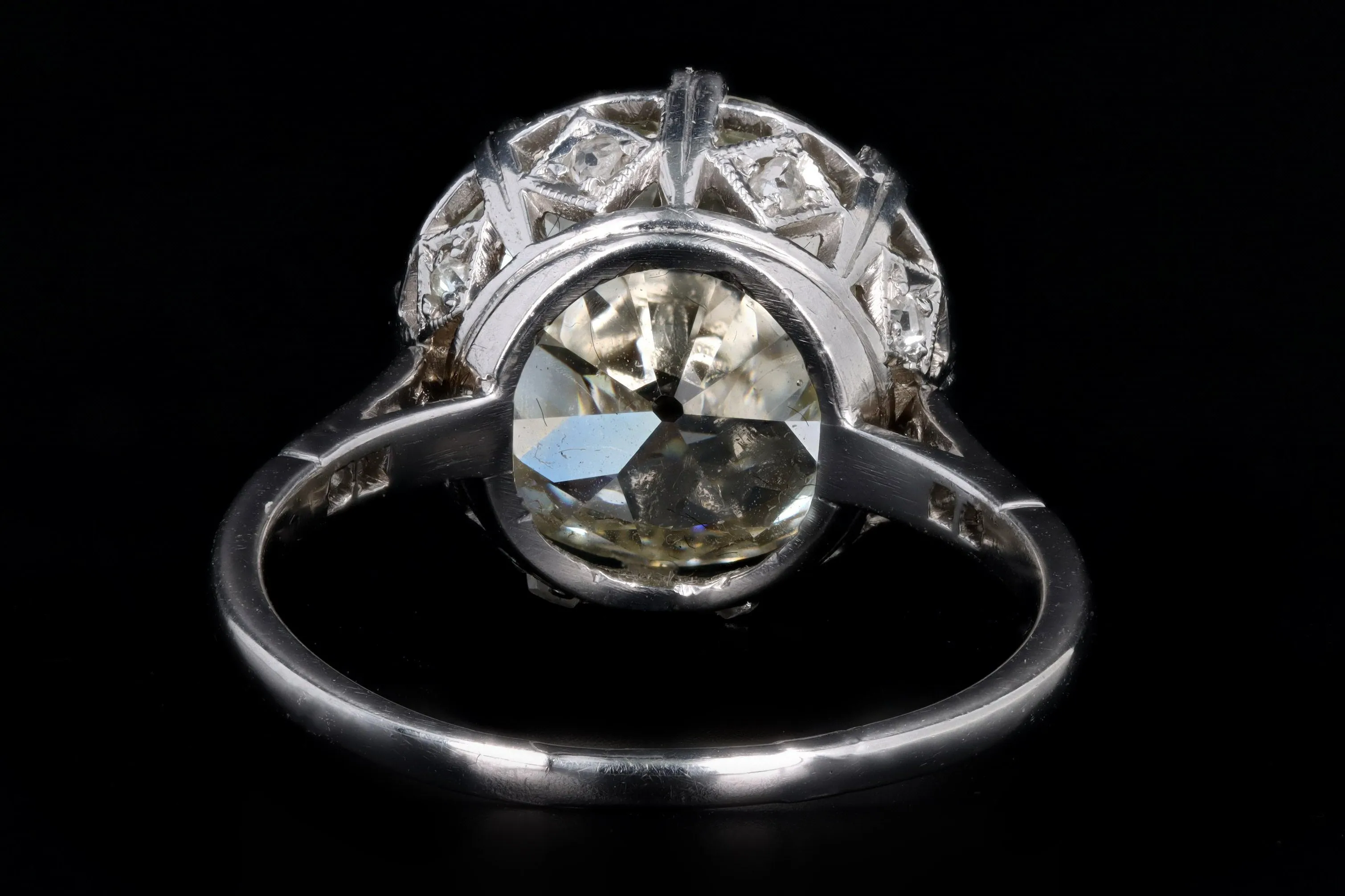 Art Deco Platinum 5.81 Carat Old European Cut Diamond Engagement Ring