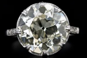 Art Deco Platinum 5.81 Carat Old European Cut Diamond Engagement Ring