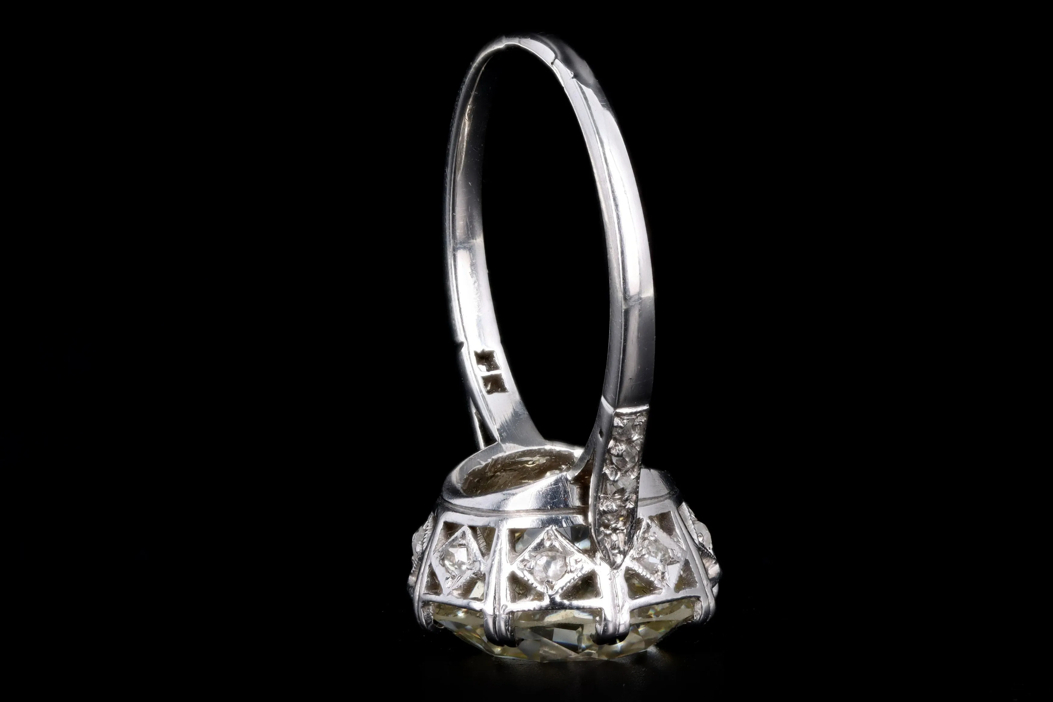 Art Deco Platinum 5.81 Carat Old European Cut Diamond Engagement Ring